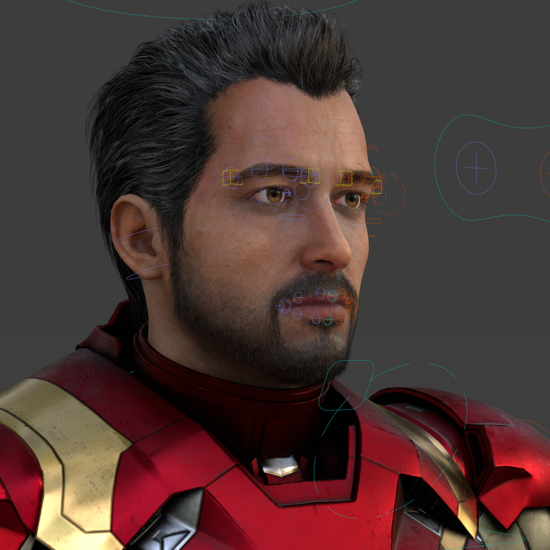 Rigged Iron Man Tony Stark Model 3D Blender OBJ FBX Low-poly 3D model_5