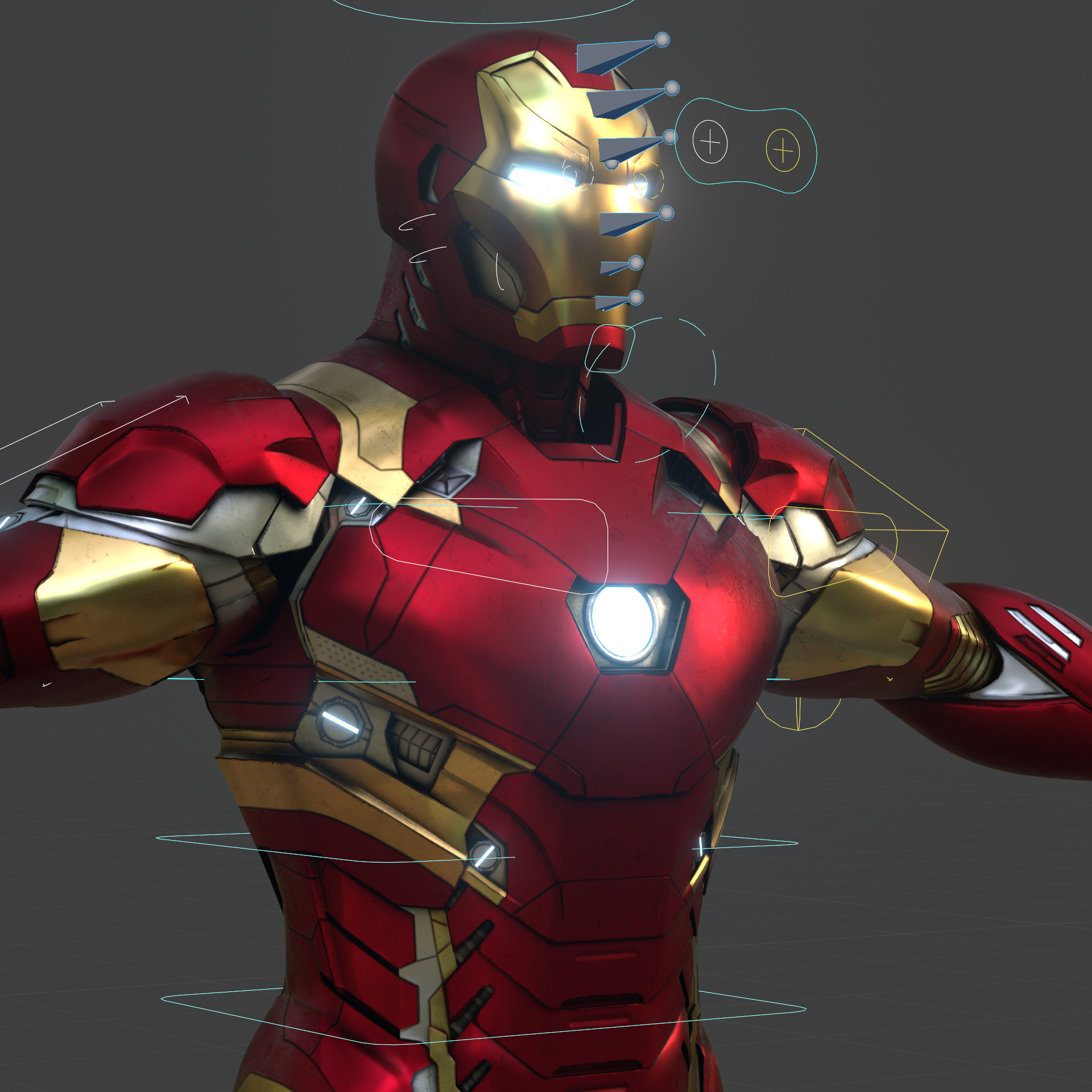 Rigged Iron Man Tony Stark Model 3D Blender OBJ FBX Low-poly 3D model_6