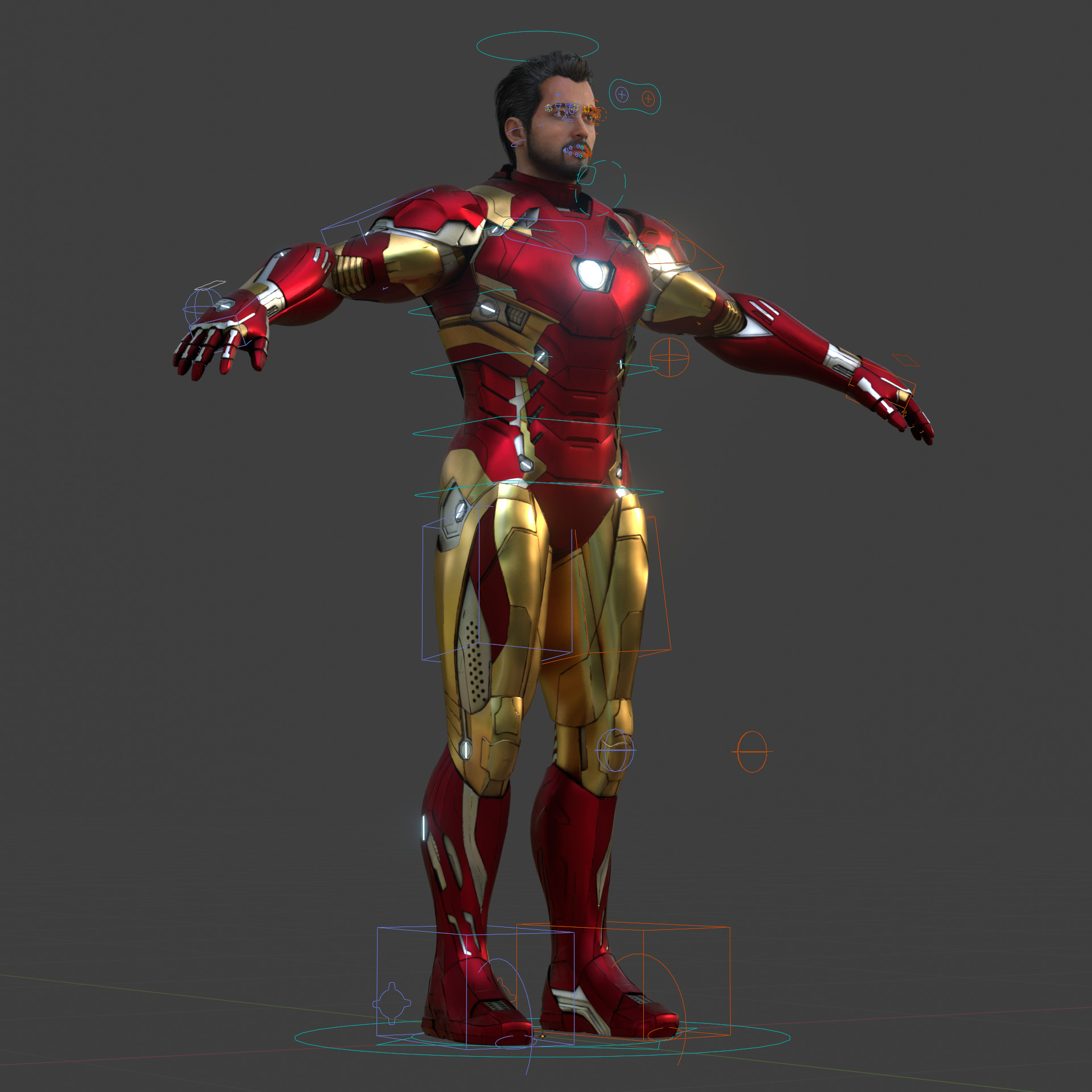 Rigged Iron Man Tony Stark Model 3D Blender OBJ FBX Low-poly 3D model_3