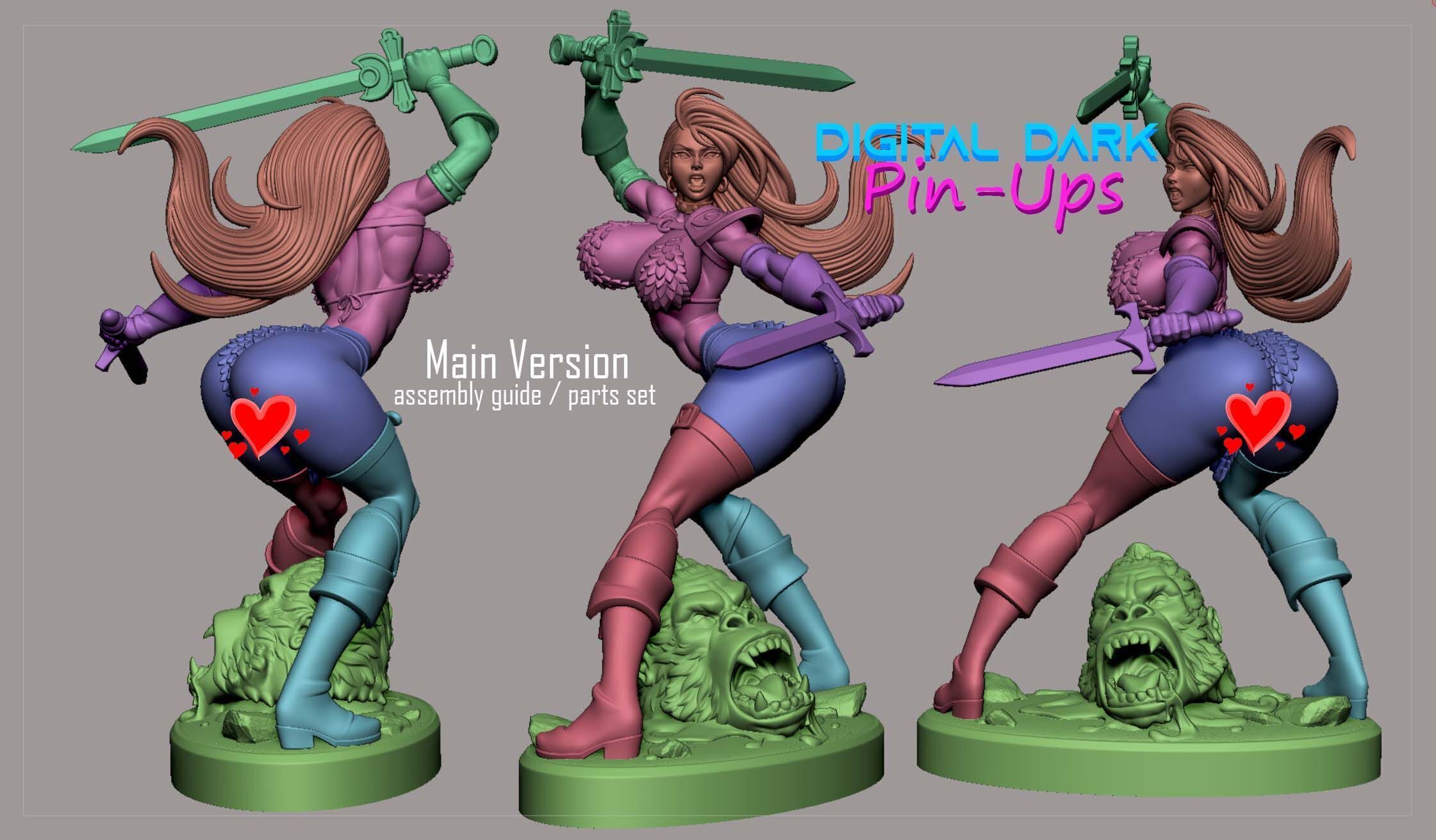 Red Sonja with NSFW version and Miniatures 3D print model_8