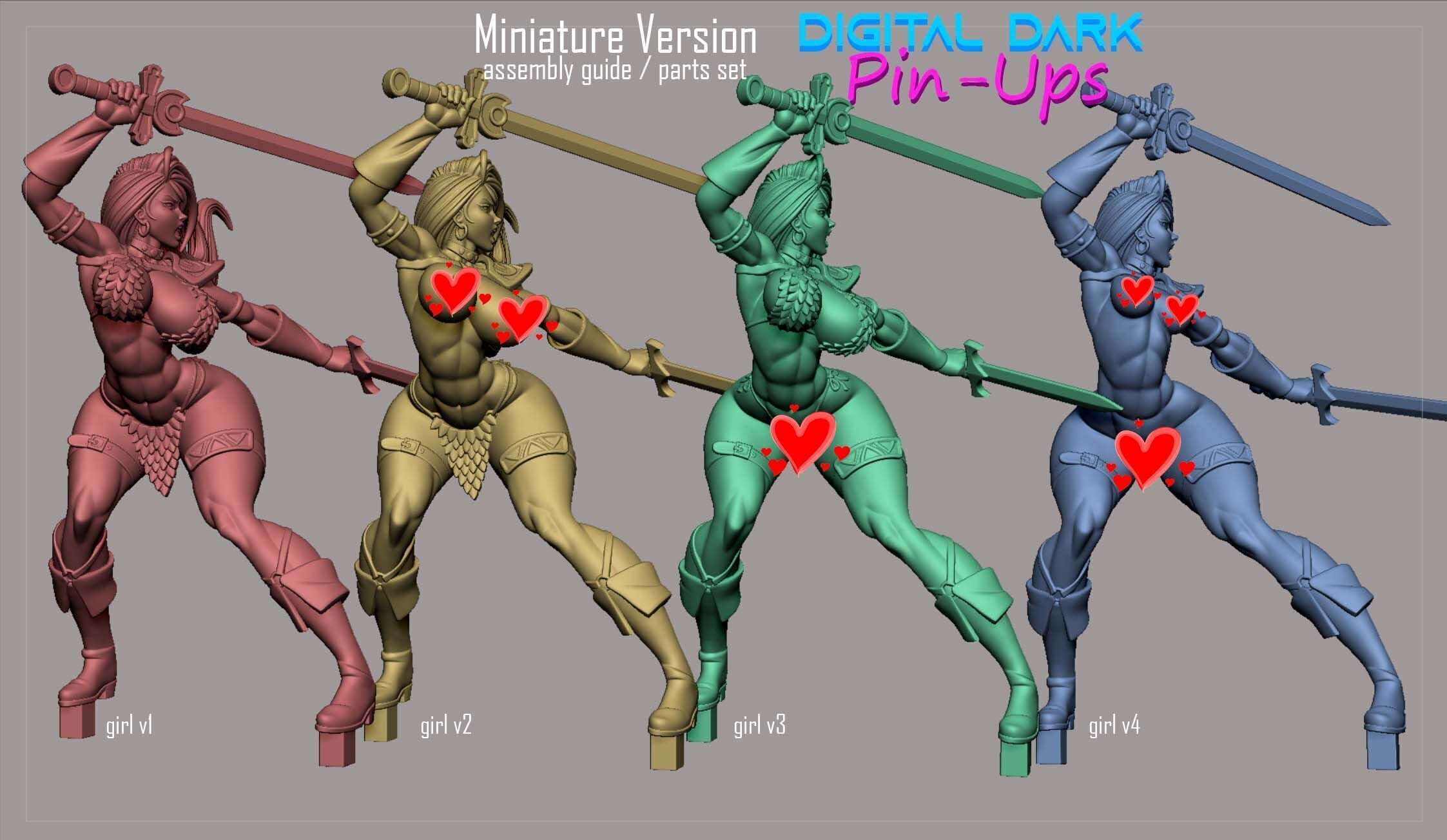Red Sonja with NSFW version and Miniatures 3D print model_10