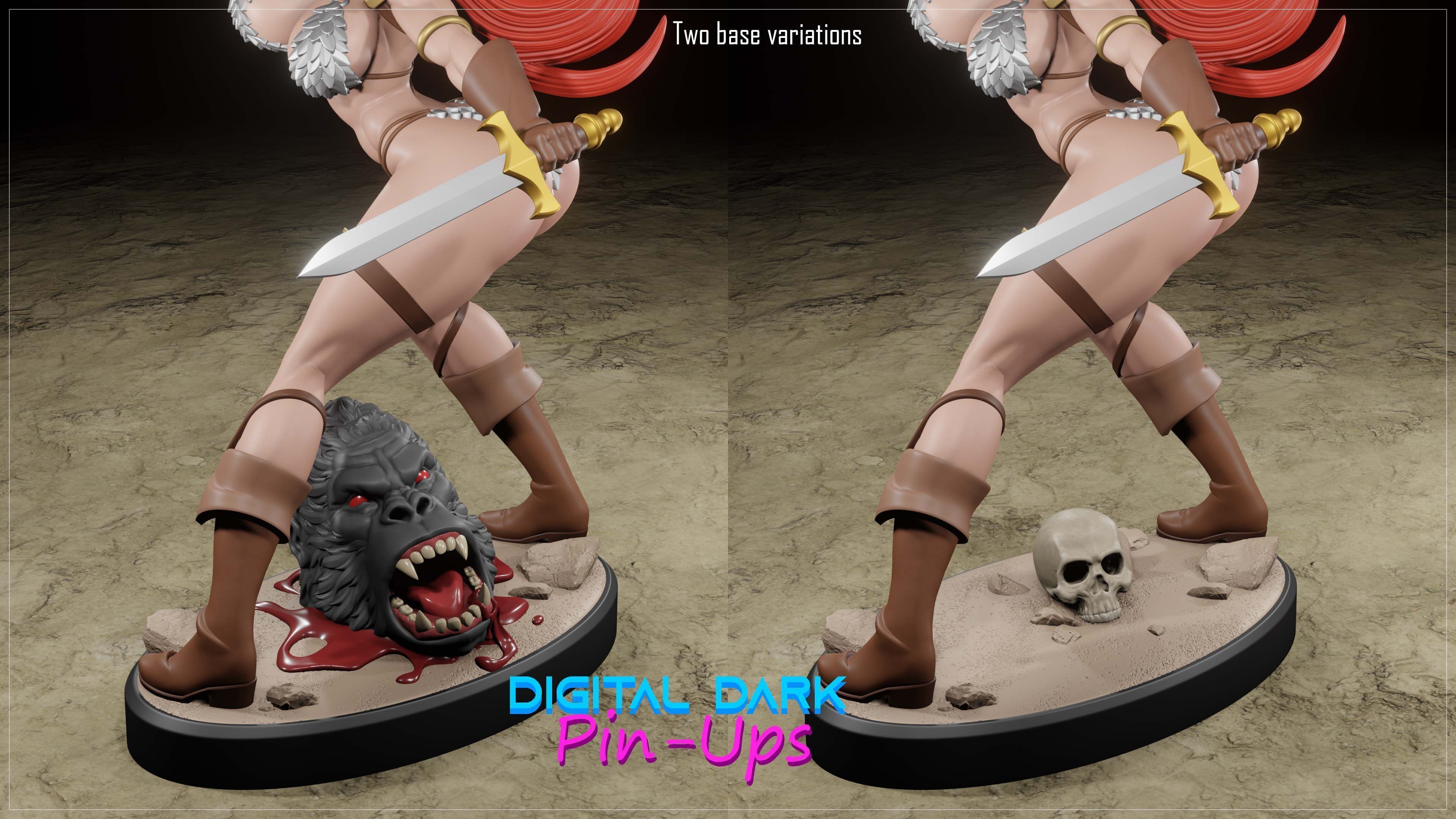 Red Sonja with NSFW version and Miniatures 3D print model_7