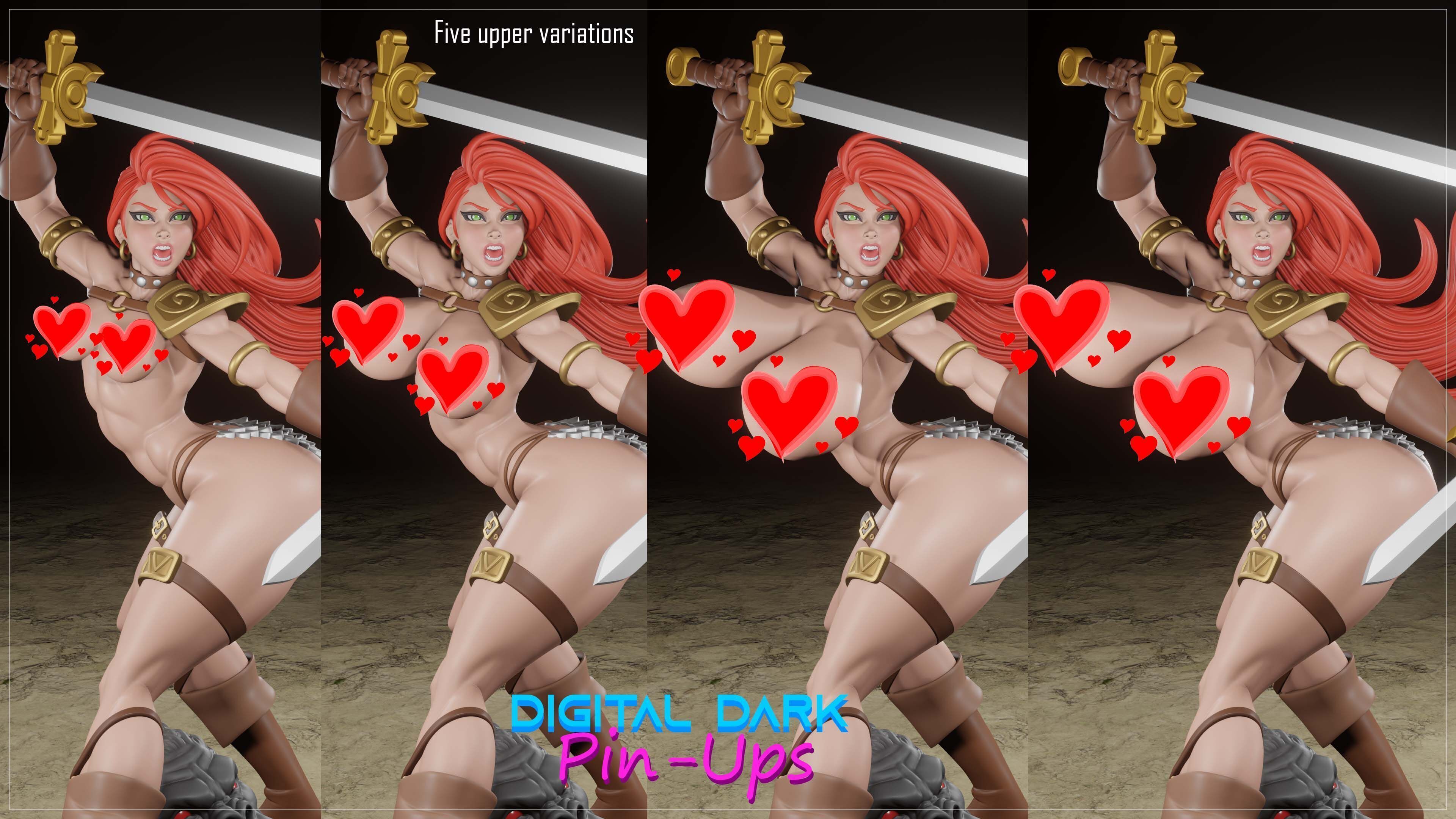 Red Sonja with NSFW version and Miniatures 3D print model_1