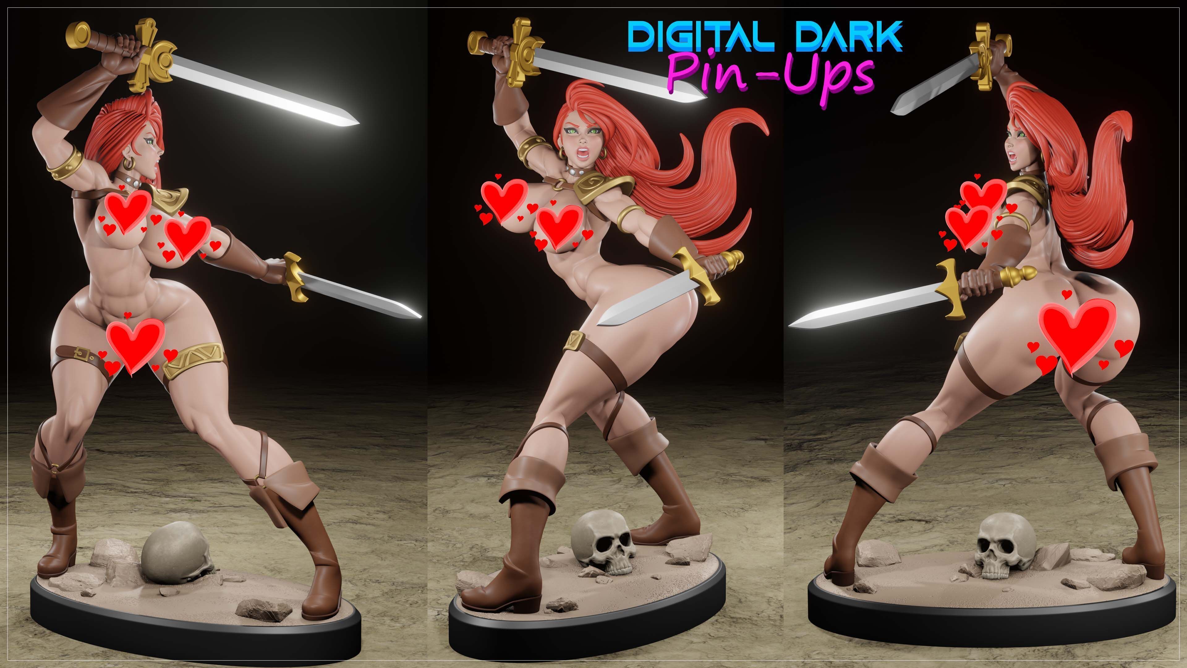Red Sonja with NSFW version and Miniatures 3D print model_2