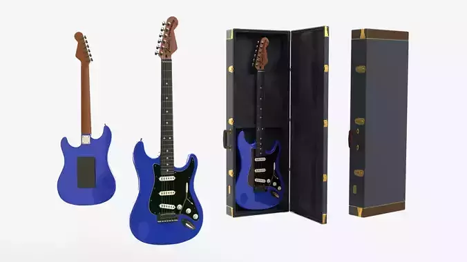 Blue Electric Guitar Fender Stratocaster with Case