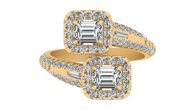 Twin Radiance Double Halo Diamond Ring  3D print model