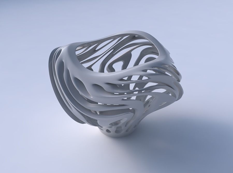 Bowl wide mid with twisted smooth cuts wavy top 3D print model_3