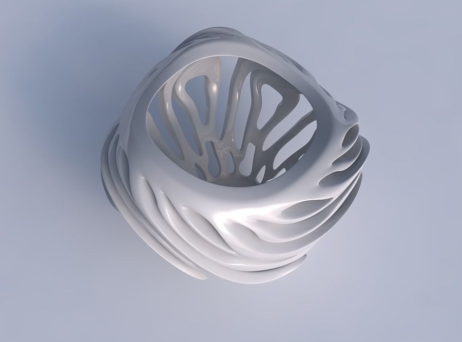 Bowl wide mid with twisted smooth cuts wavy top 3D print model_1