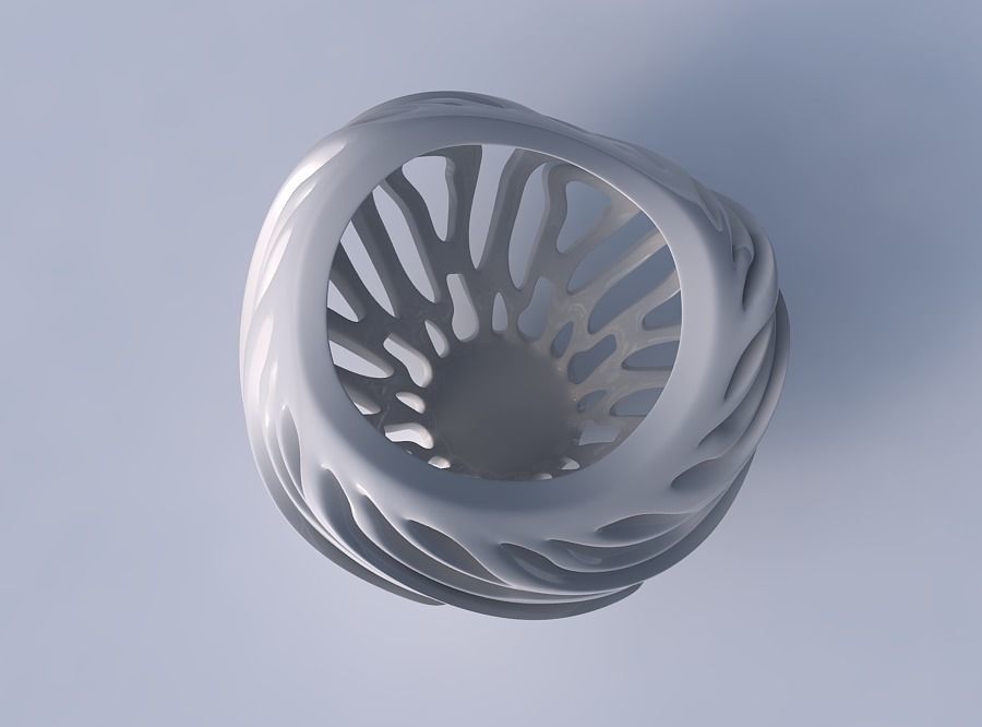 Bowl wide mid with twisted smooth cuts wavy top 3D print model_2