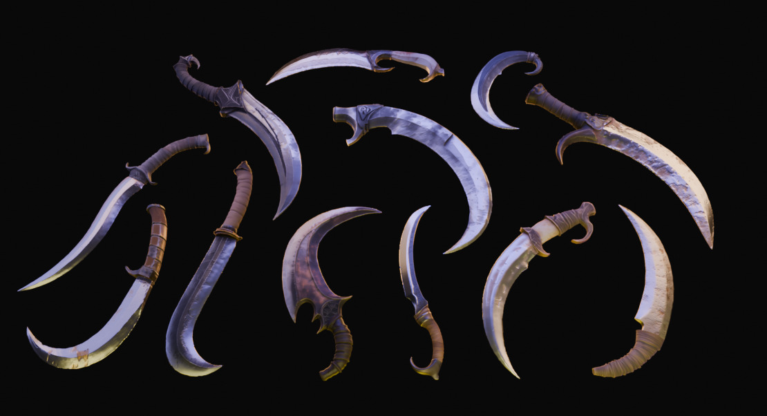 Fighting Knife Pack  Low-poly 3D model_3