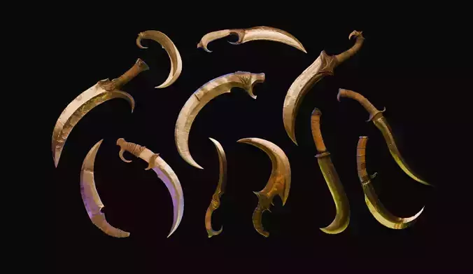 Fighting Knife Pack  Low-poly 3D model