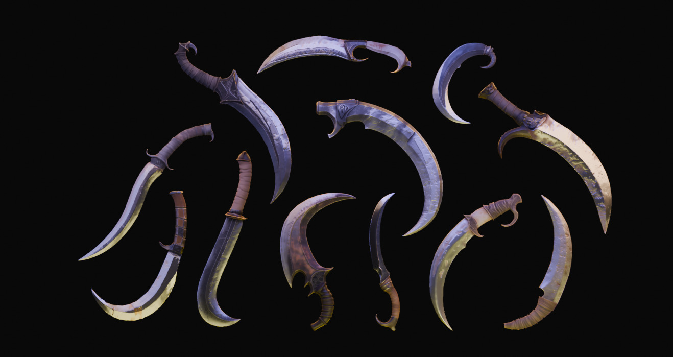 Fighting Knife Pack  Low-poly 3D model_2