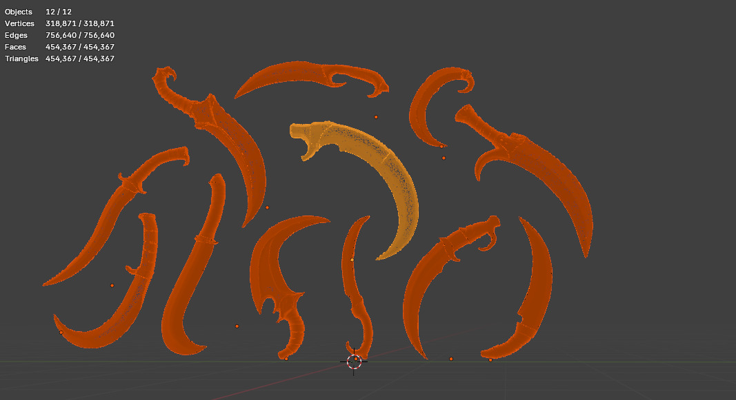 Fighting Knife Pack  Low-poly 3D model_7