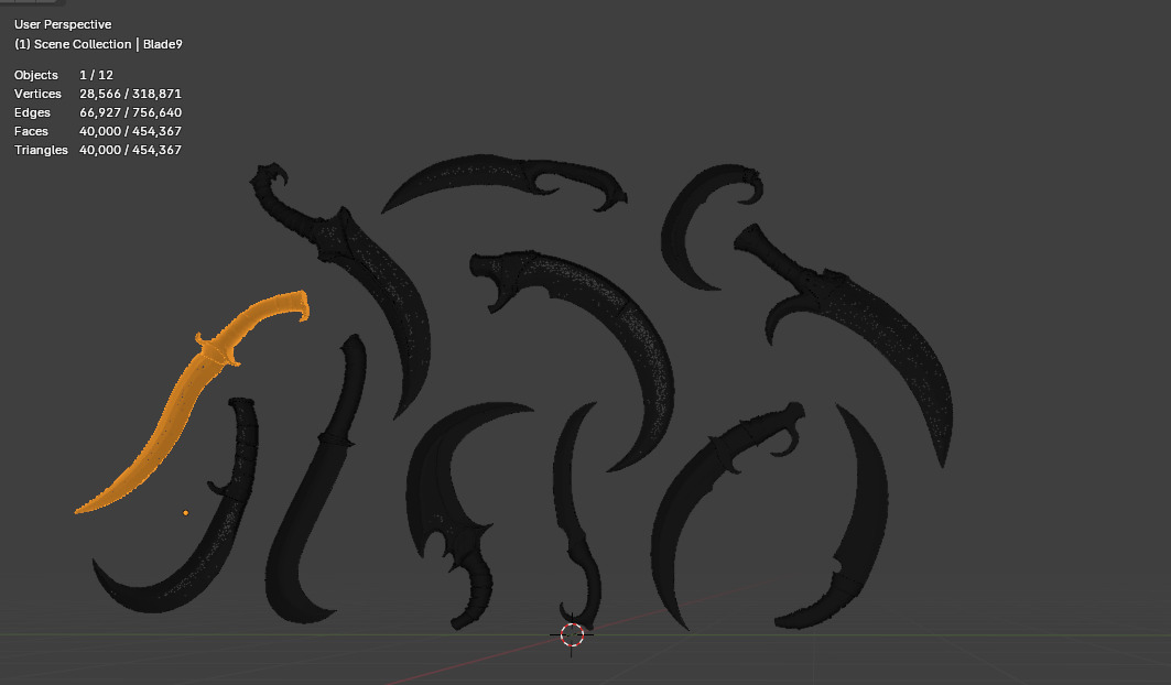 Fighting Knife Pack  Low-poly 3D model_8