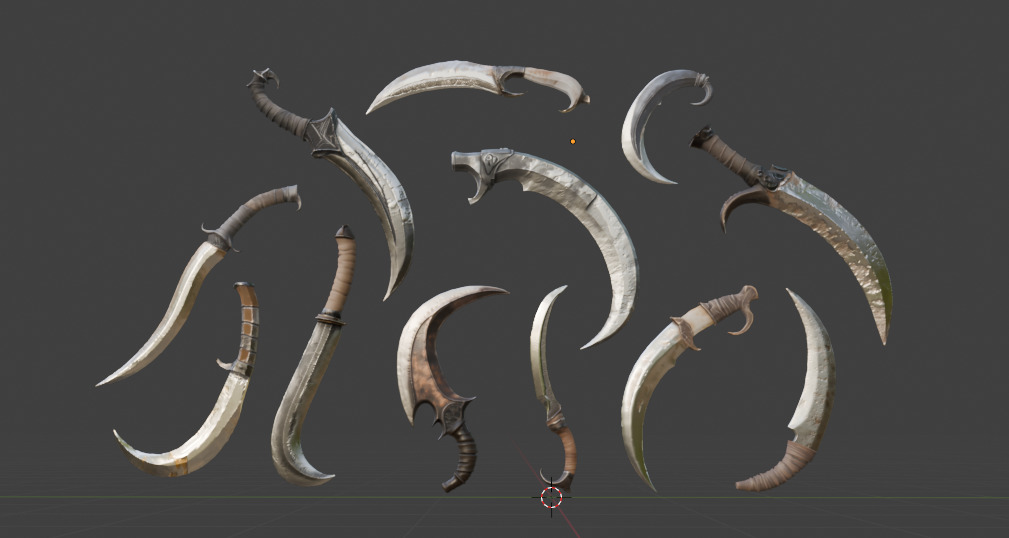 Fighting Knife Pack  Low-poly 3D model_4