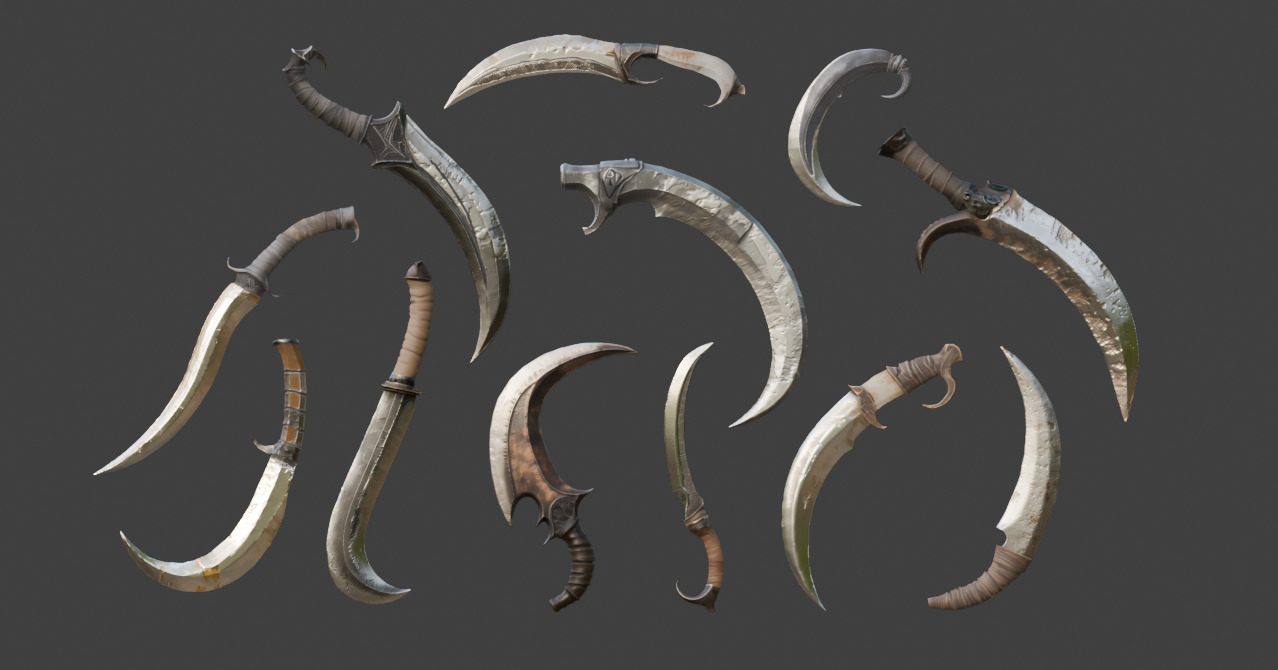 Fighting Knife Pack  Low-poly 3D model_5