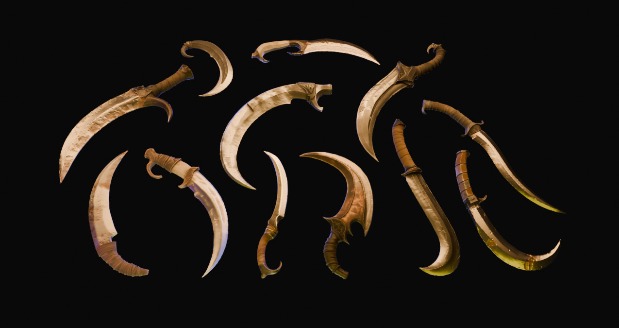 Fighting Knife Pack  Low-poly 3D model_1