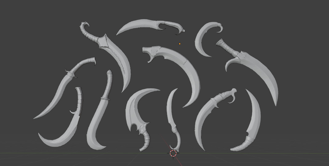 Fighting Knife Pack  Low-poly 3D model_6