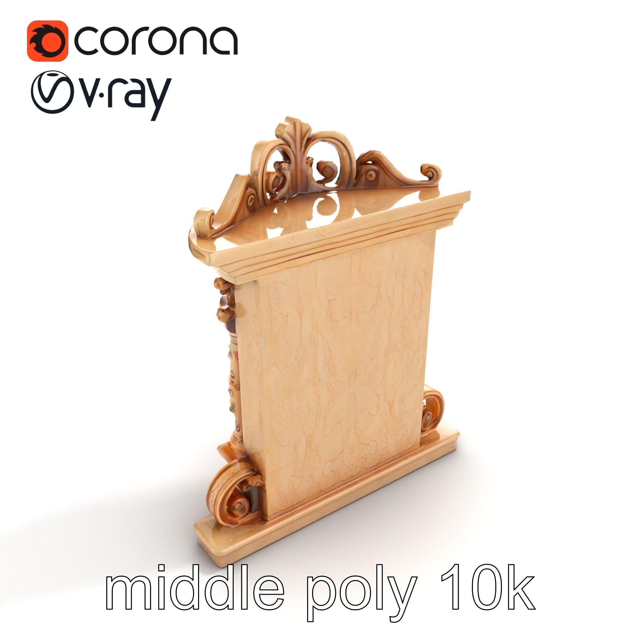 Baroque Grotto Sculpture with Luxurious Curls model pack Low-poly 3D model_8