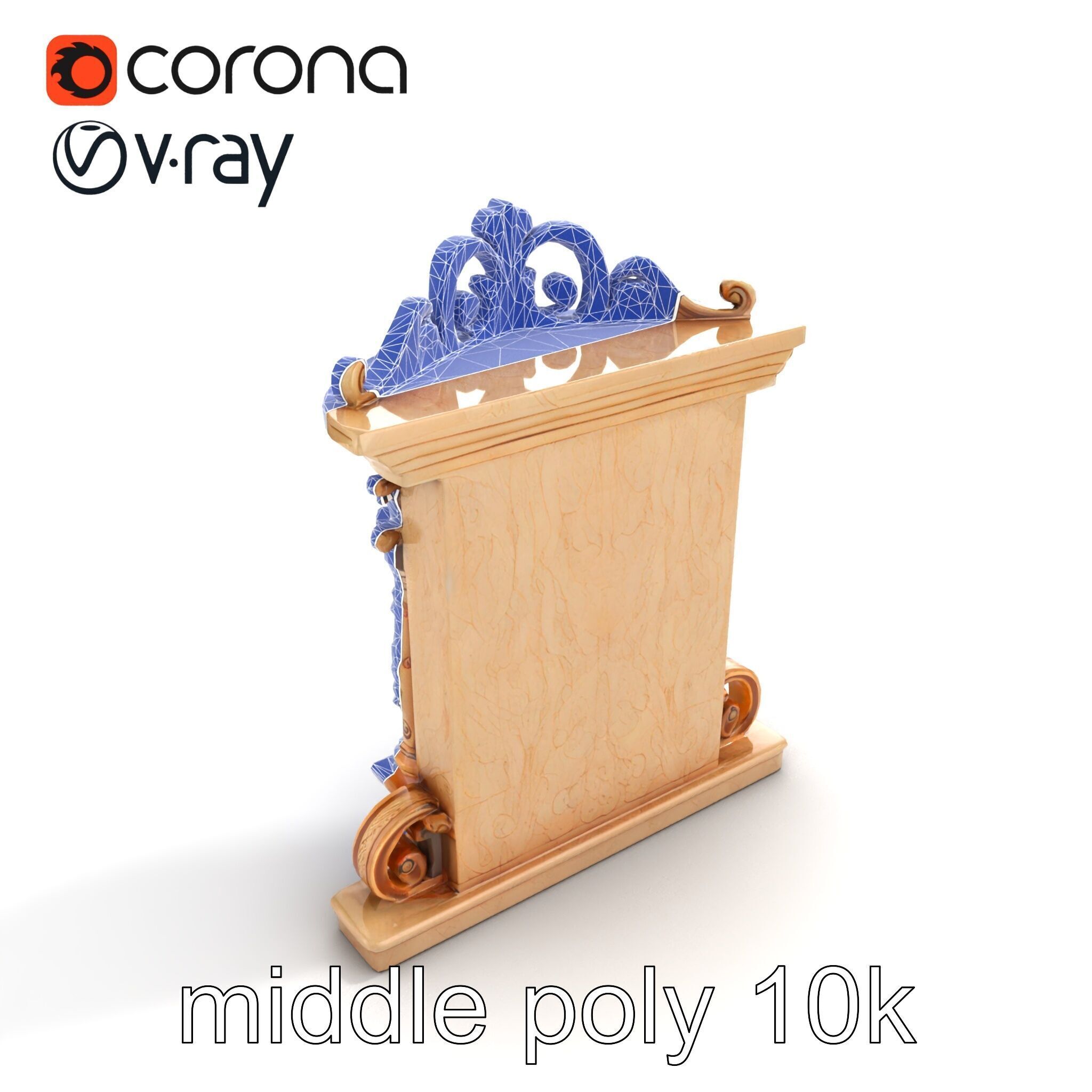 Baroque Grotto Sculpture with Luxurious Curls model pack Low-poly 3D model_11