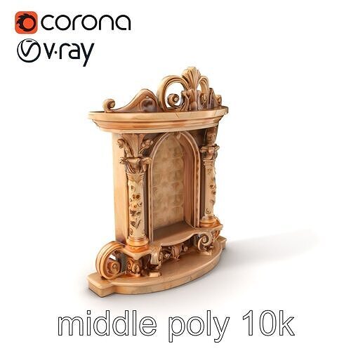 Baroque Grotto Sculpture with Luxurious Curls model pack Low-poly 3D model