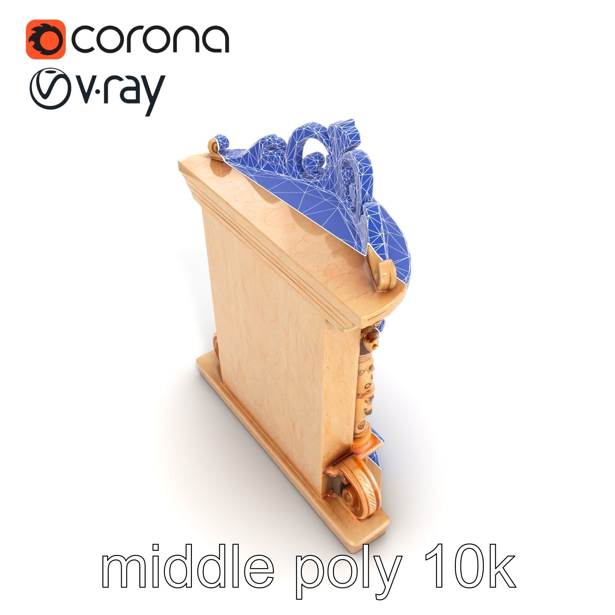 Baroque Grotto Sculpture with Luxurious Curls model pack Low-poly 3D model_22