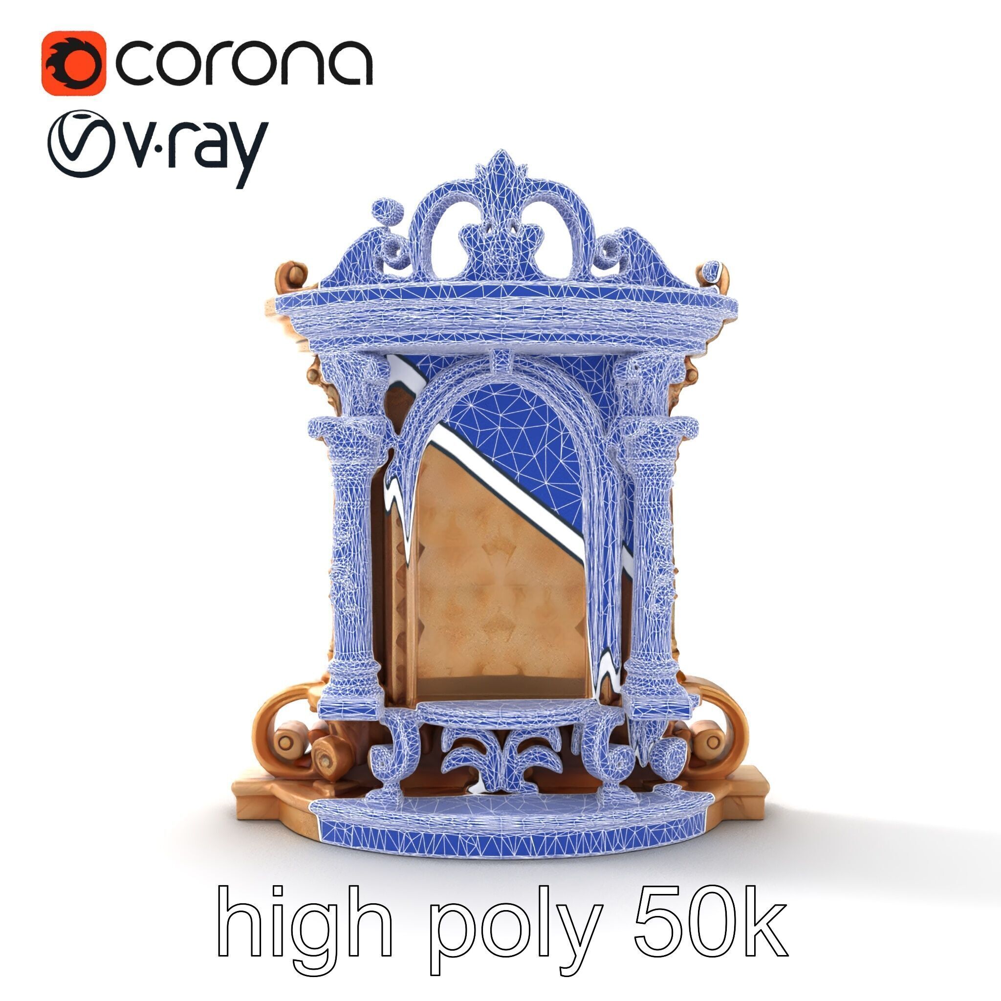 Baroque Grotto Sculpture with Luxurious Curls model pack Low-poly 3D model_31