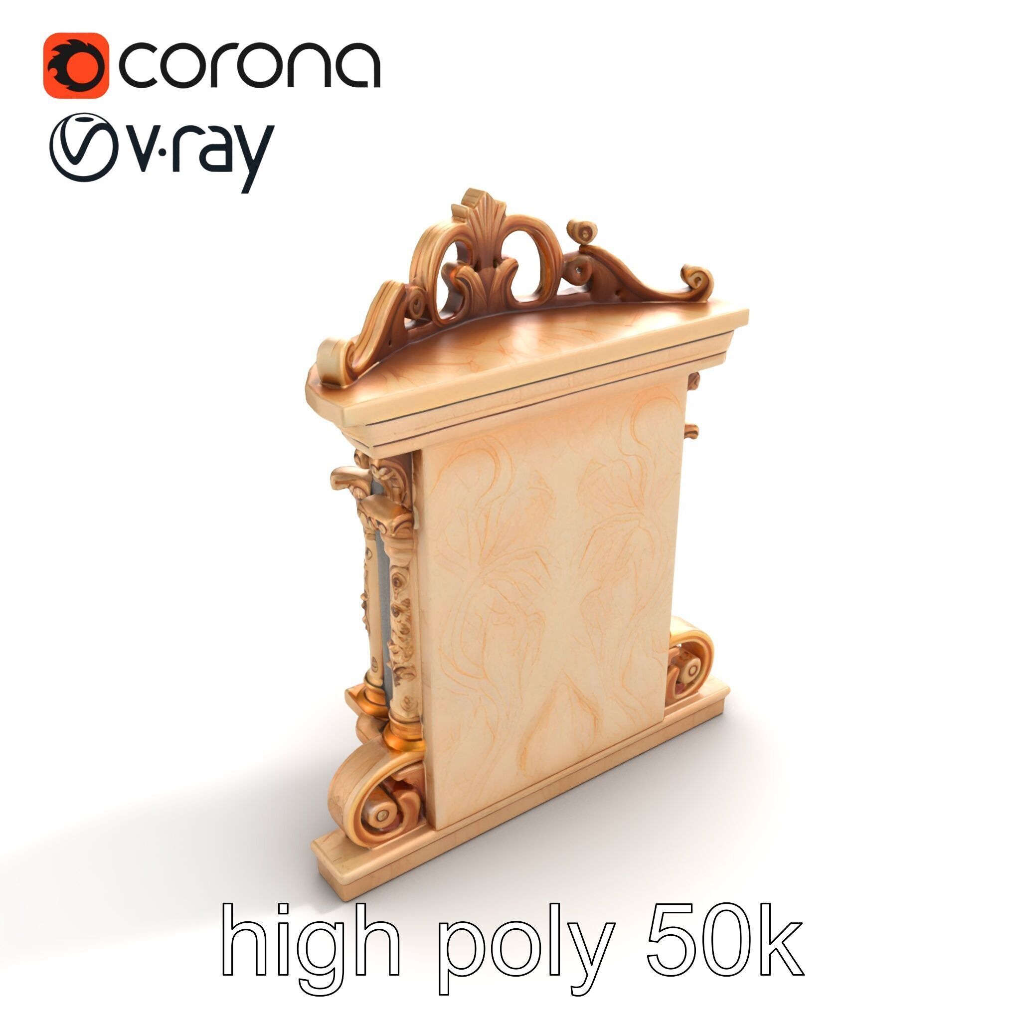 Baroque Grotto Sculpture with Luxurious Curls model pack Low-poly 3D model_25