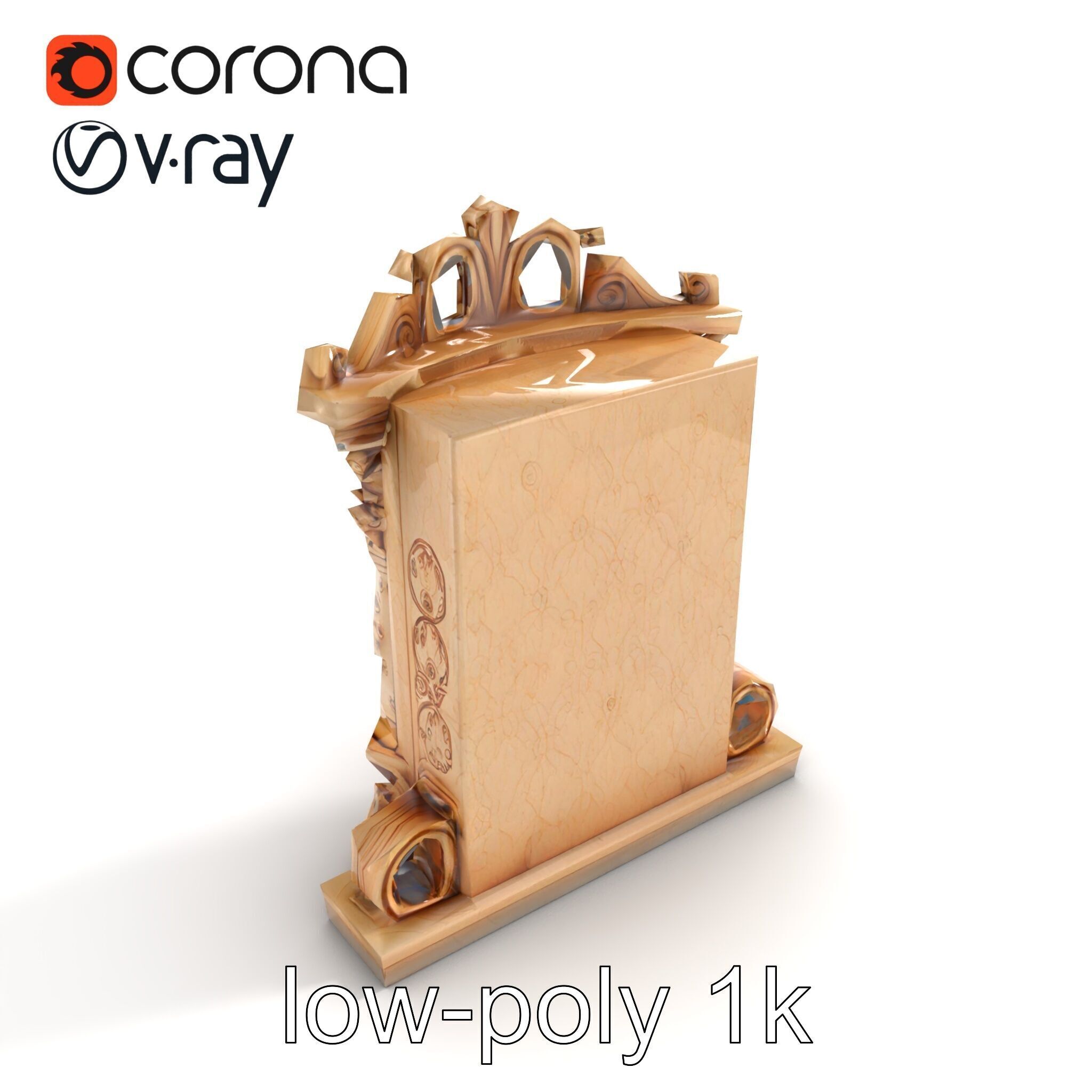 Baroque Grotto Sculpture with Luxurious Curls model pack Low-poly 3D model_9