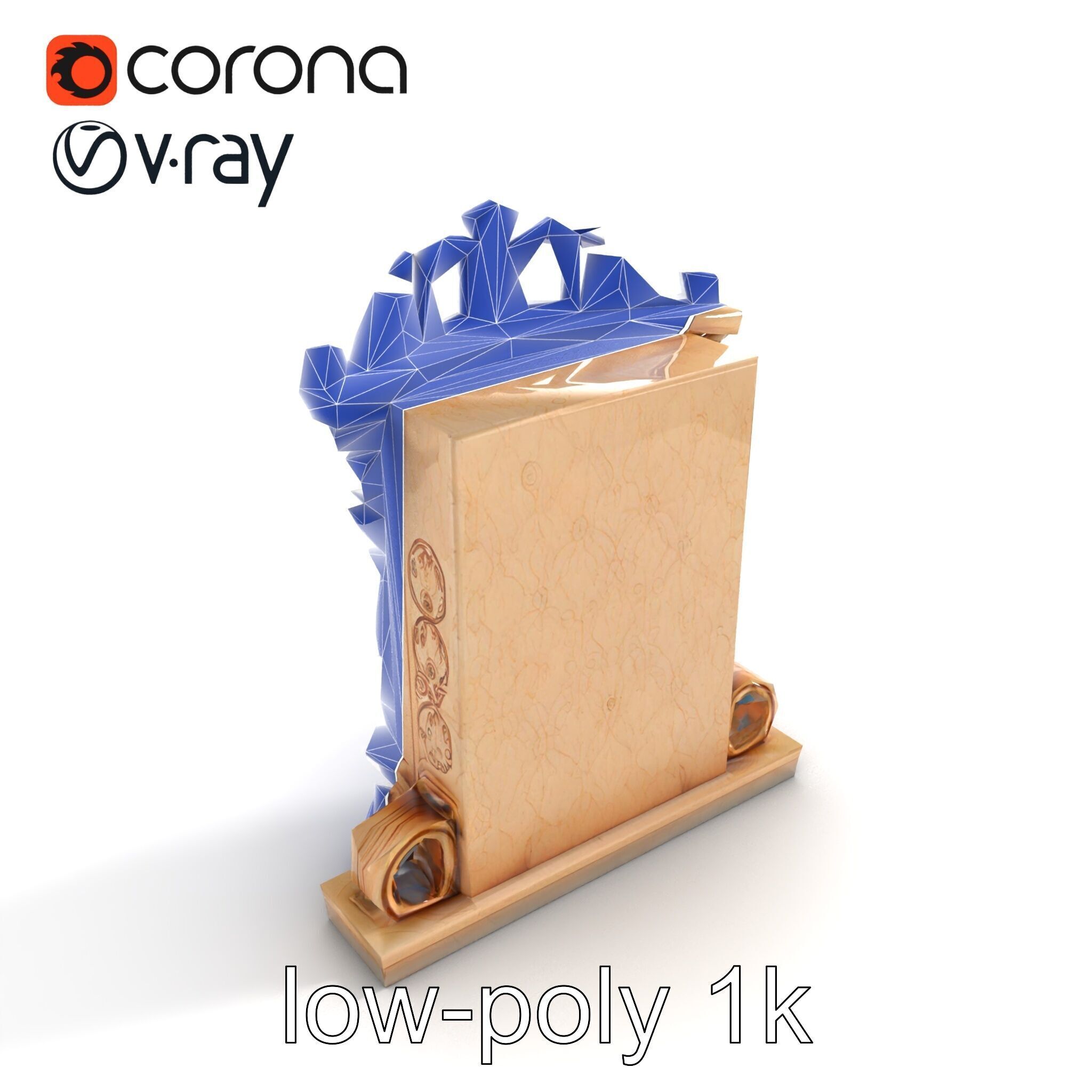 Baroque Grotto Sculpture with Luxurious Curls model pack Low-poly 3D model_20