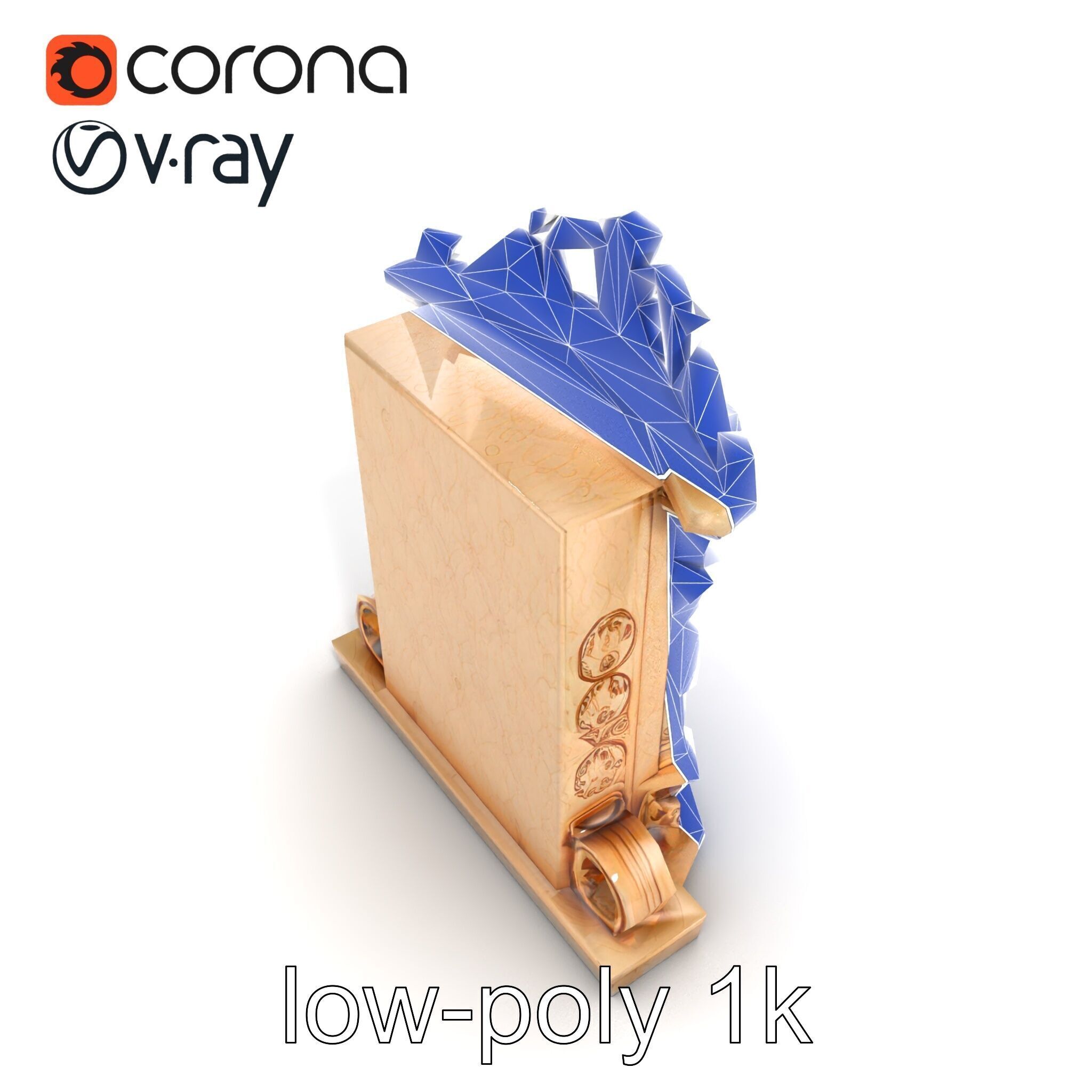 Baroque Grotto Sculpture with Luxurious Curls model pack Low-poly 3D model_24