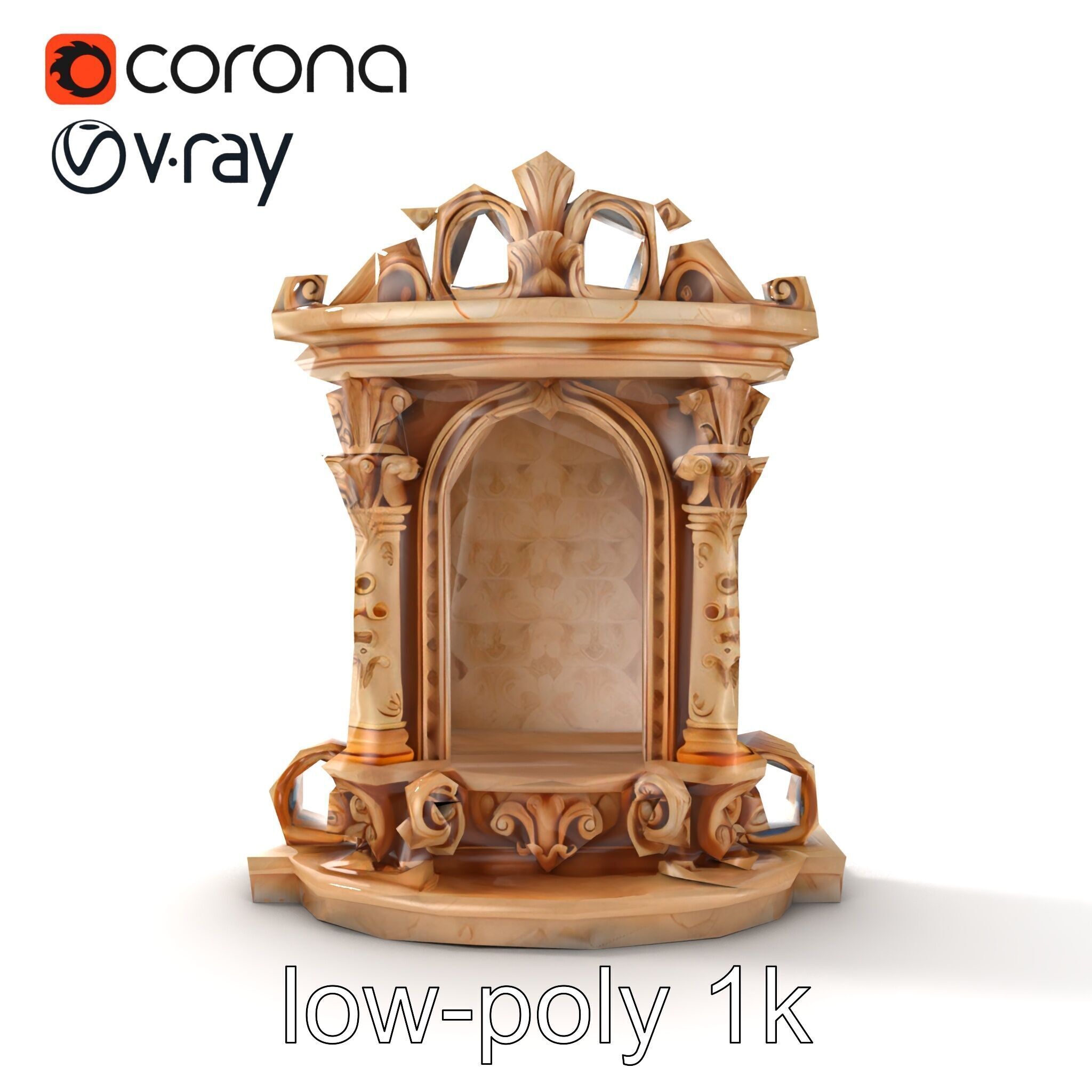 Baroque Grotto Sculpture with Luxurious Curls model pack Low-poly 3D model_12