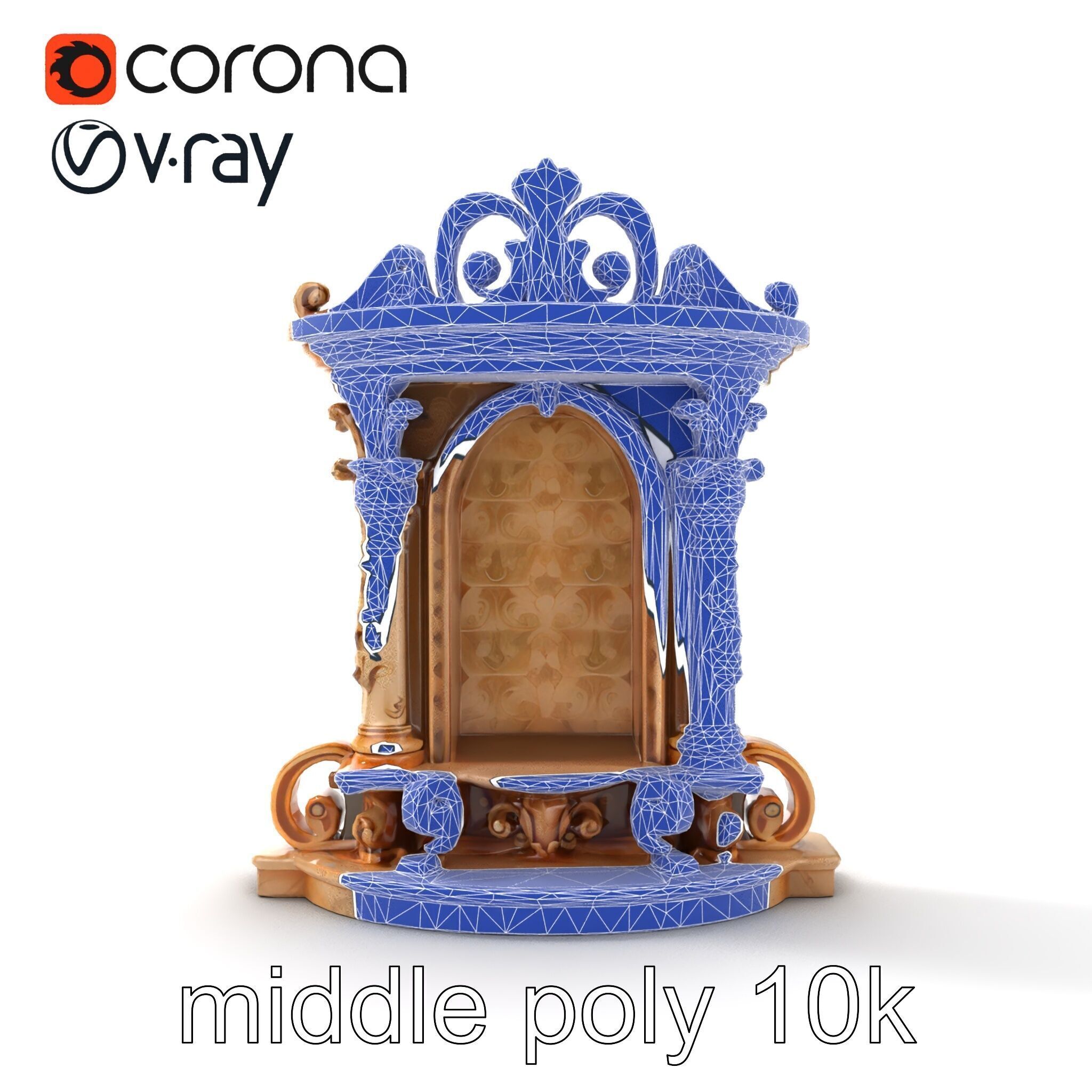 Baroque Grotto Sculpture with Luxurious Curls model pack Low-poly 3D model_27