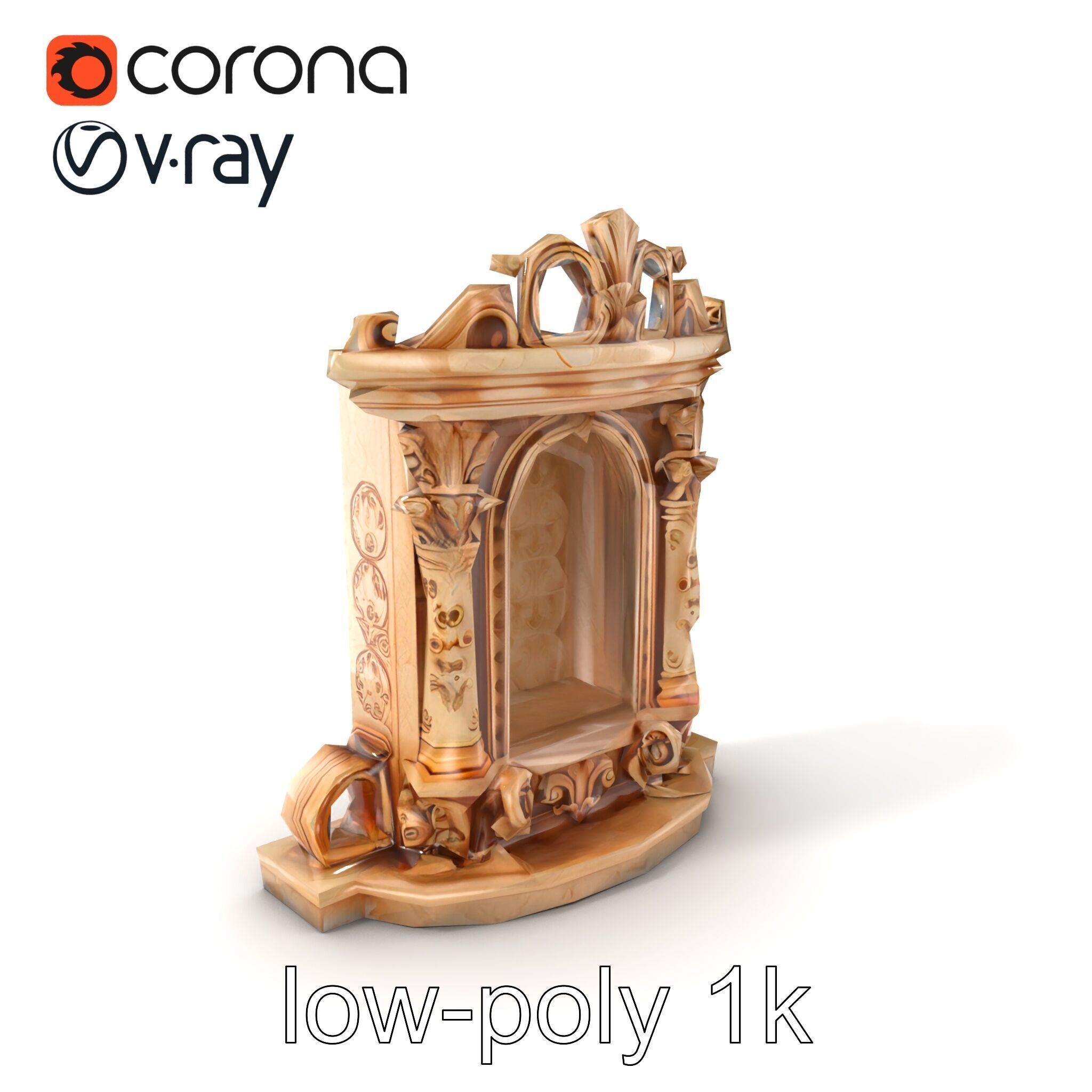 Baroque Grotto Sculpture with Luxurious Curls model pack Low-poly 3D model_5