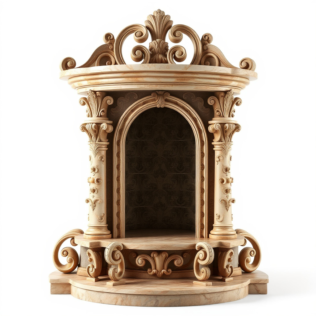 Baroque Grotto Sculpture with Luxurious Curls model pack Low-poly 3D model_4