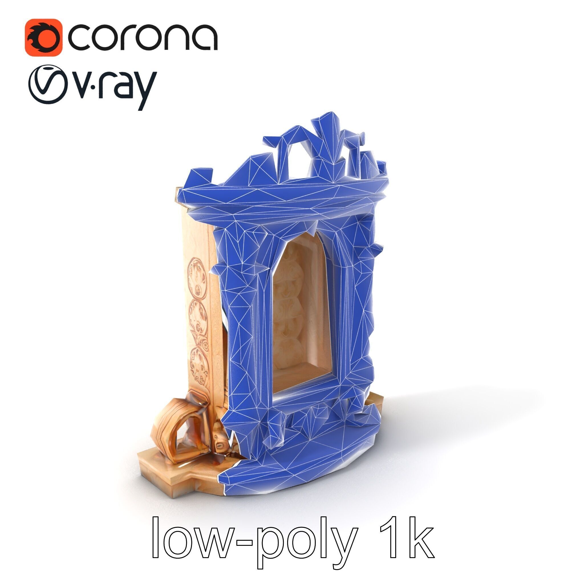 Baroque Grotto Sculpture with Luxurious Curls model pack Low-poly 3D model_7