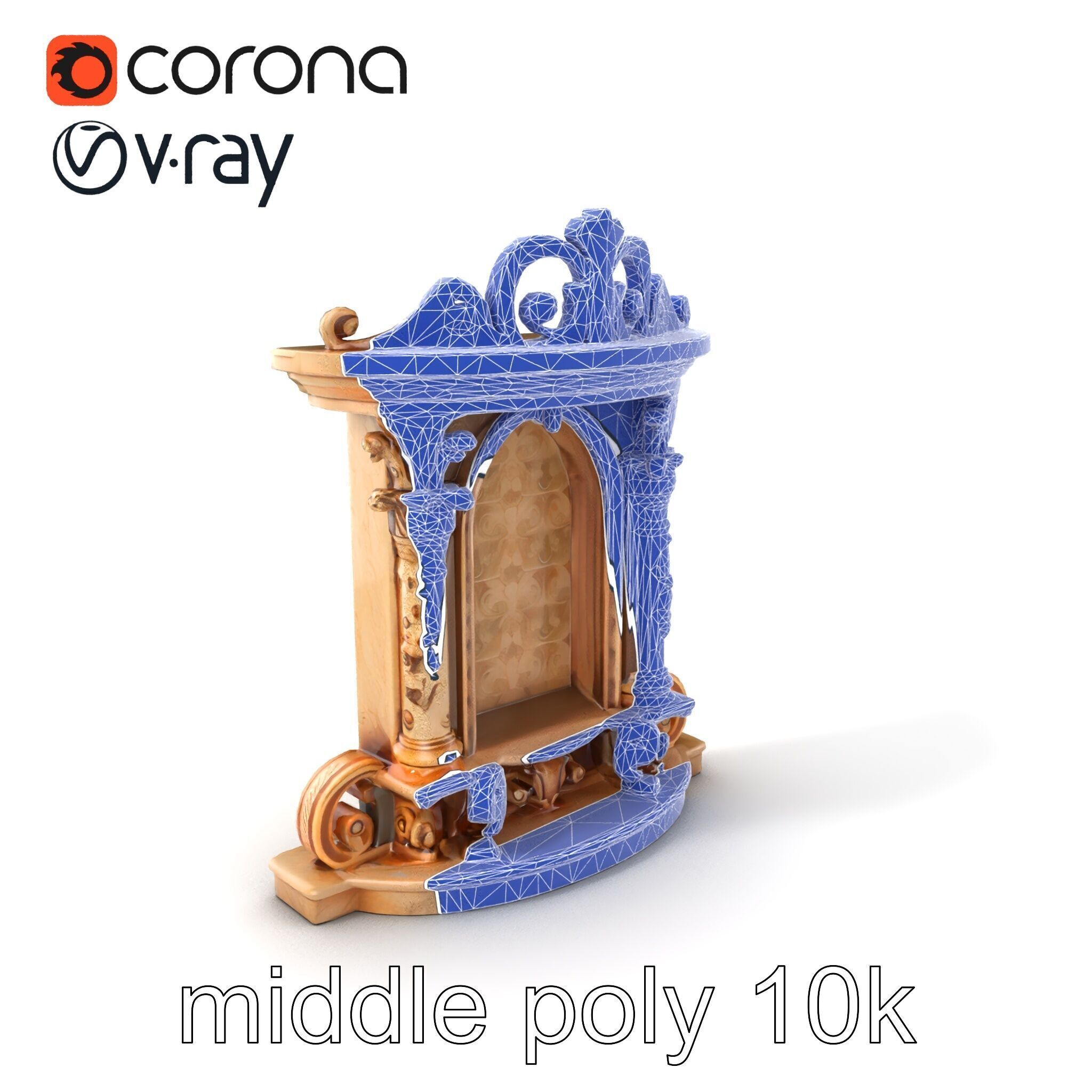 Baroque Grotto Sculpture with Luxurious Curls model pack Low-poly 3D model_6