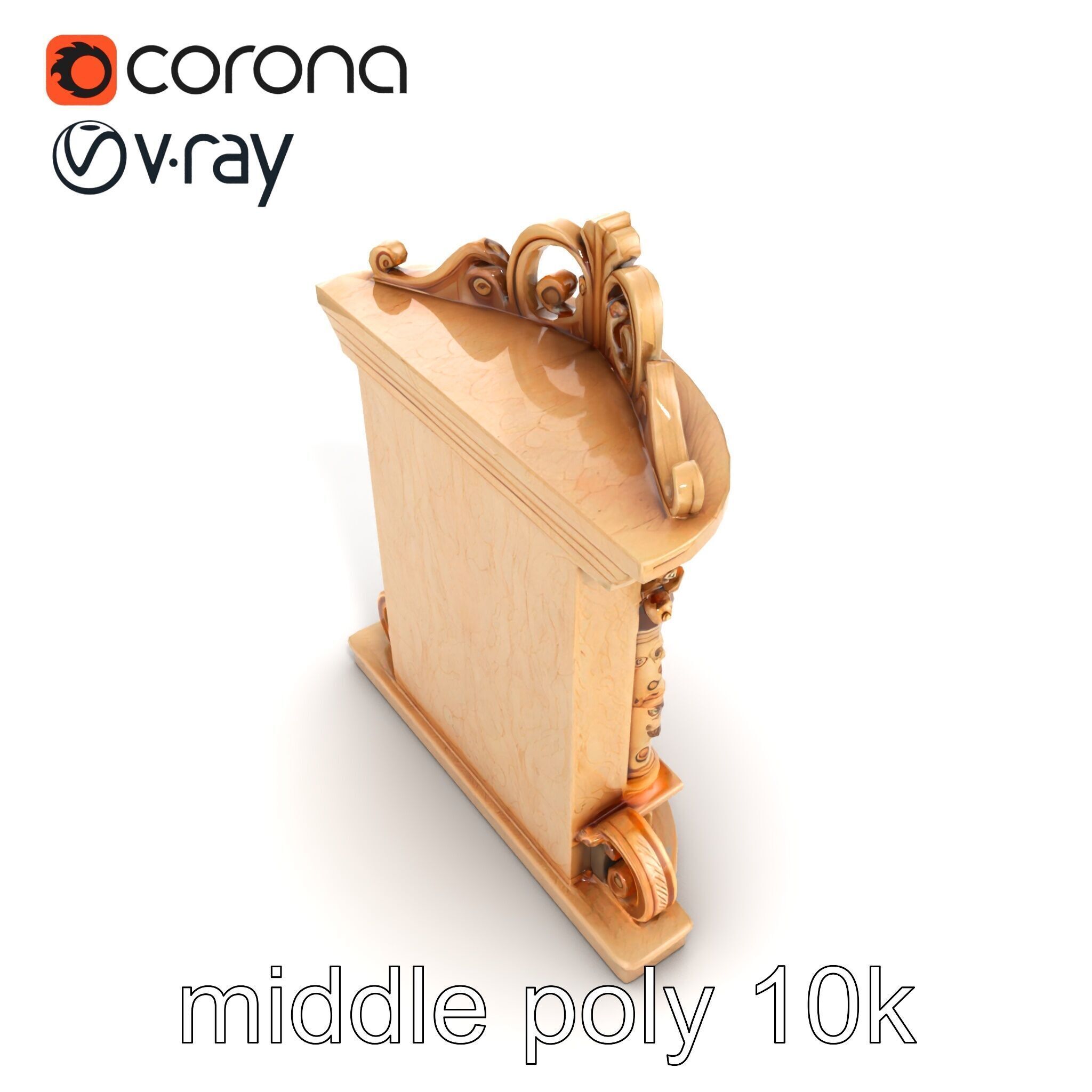 Baroque Grotto Sculpture with Luxurious Curls model pack Low-poly 3D model_30