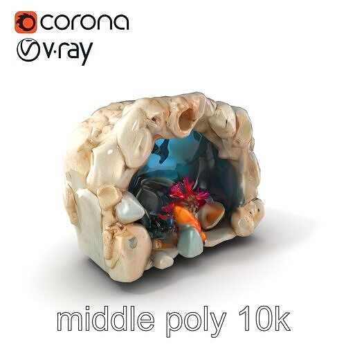 Underwater Grotto with Marine Life model pack Low-poly 3D model