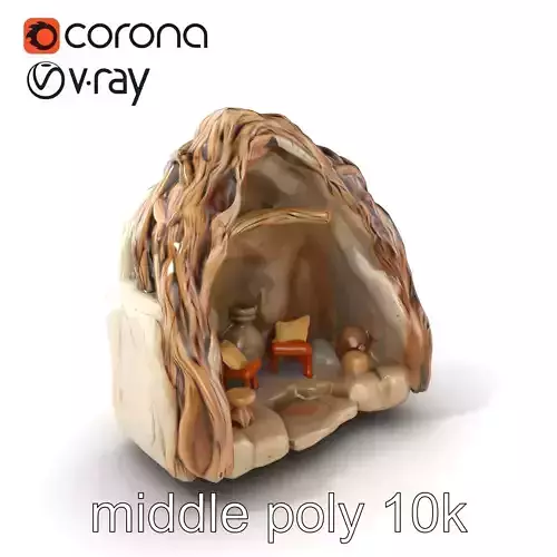 Grotto Driftwood Shelter Stone and Wood Retreat model pack