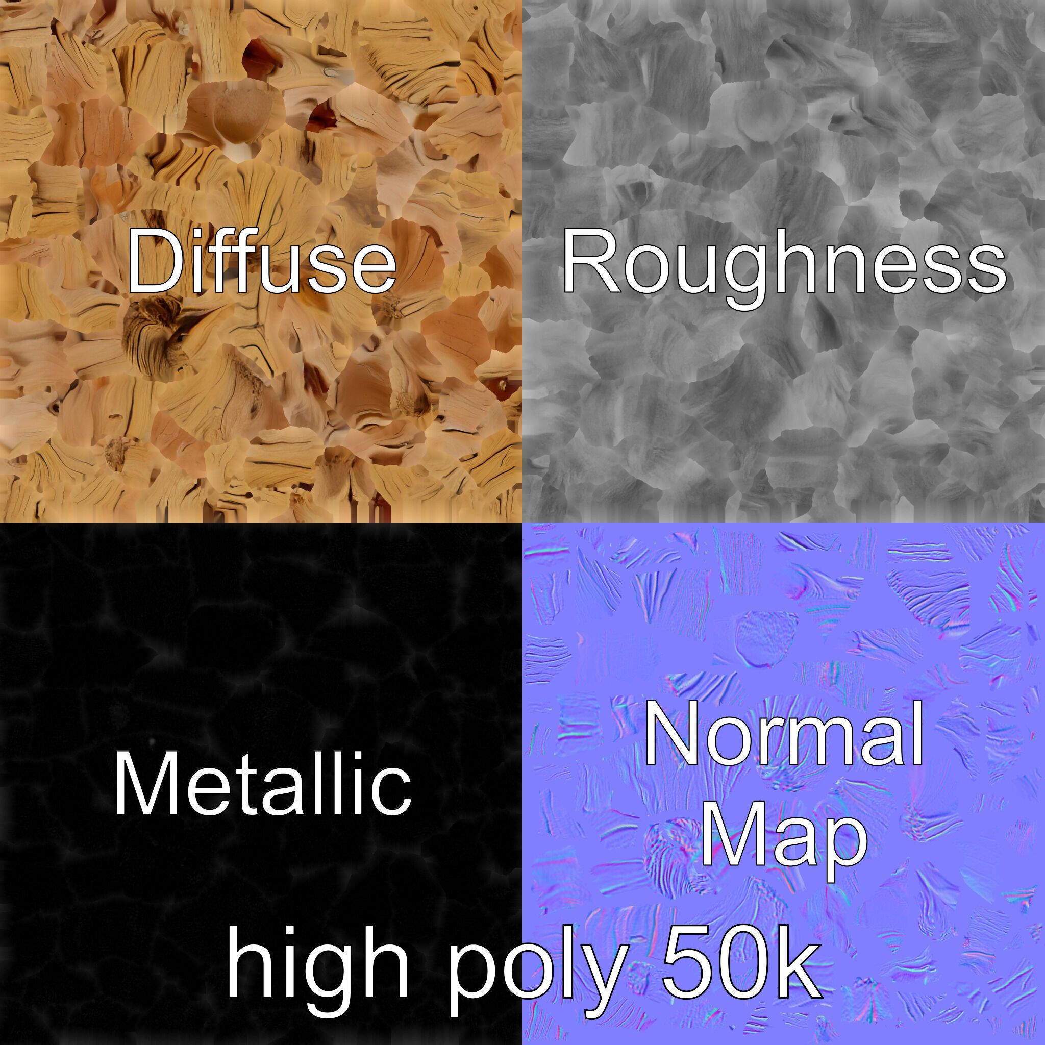 Driftwood with Copper Accents Model Pack Low-poly 3D model_3