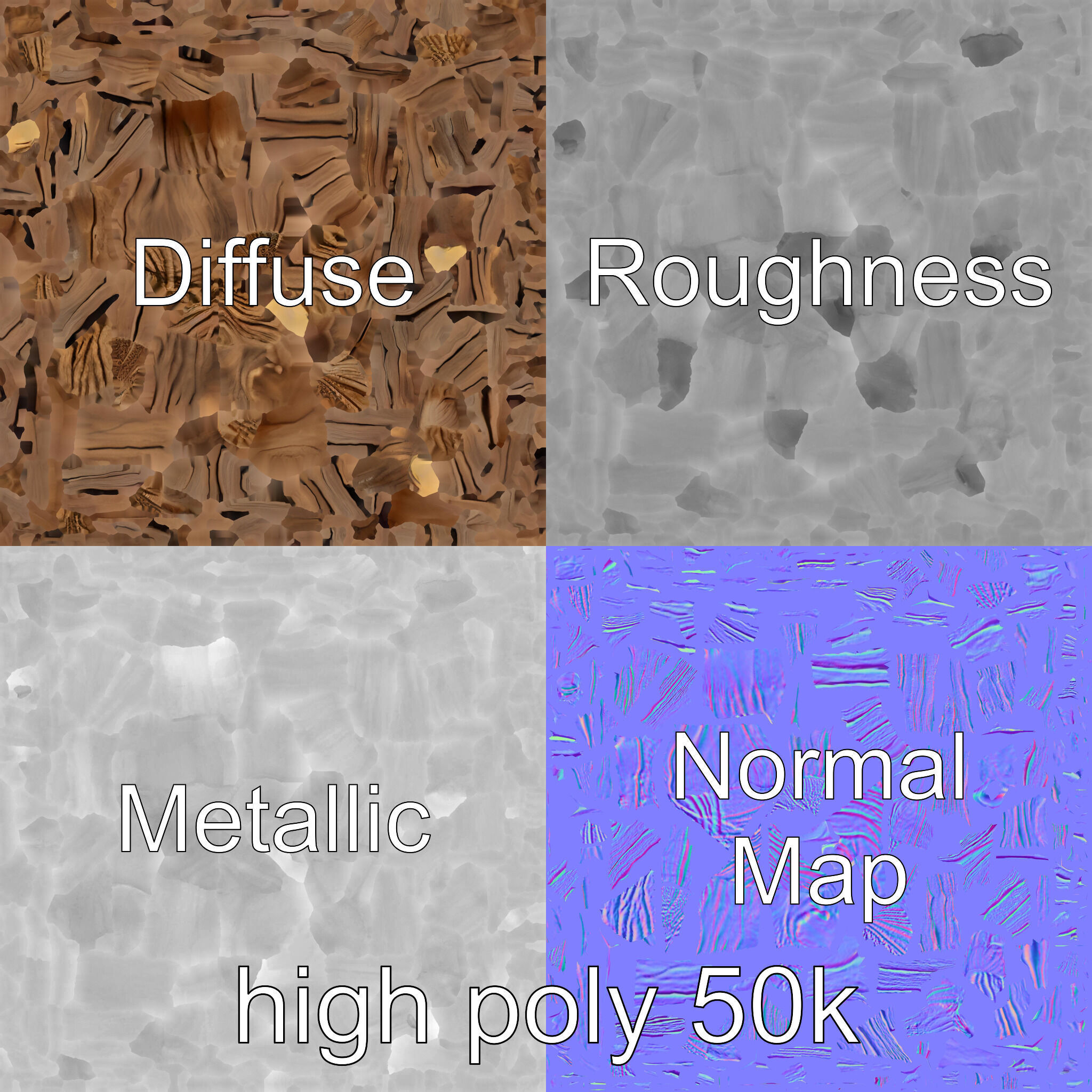 Driftwood Brass Accent Log D model pack Low-poly 3D model_3