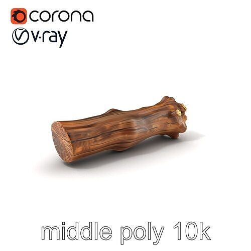 Driftwood Brass Accent Log D model pack Low-poly 3D model