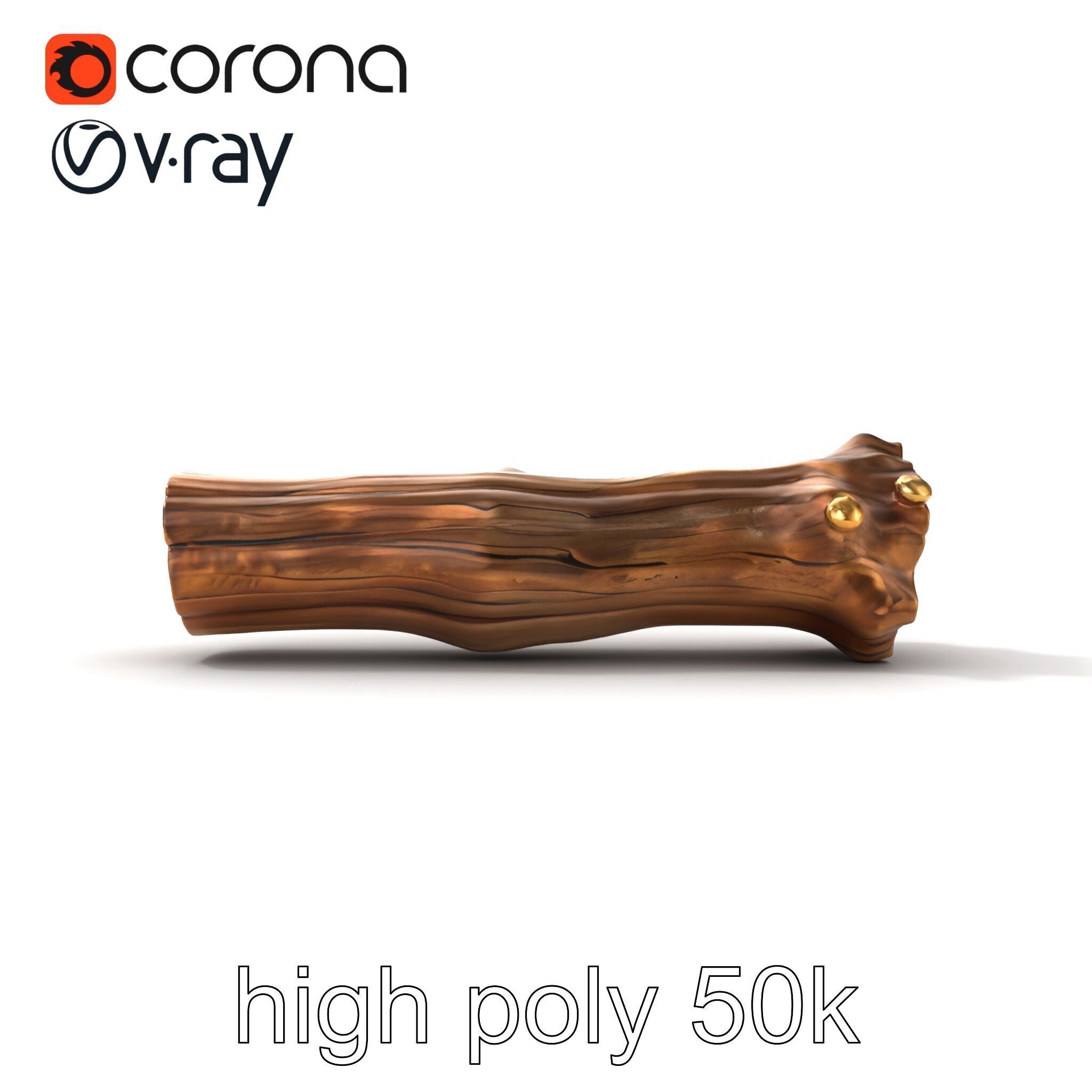 Driftwood Brass Accent Log D model pack Low-poly 3D model_22