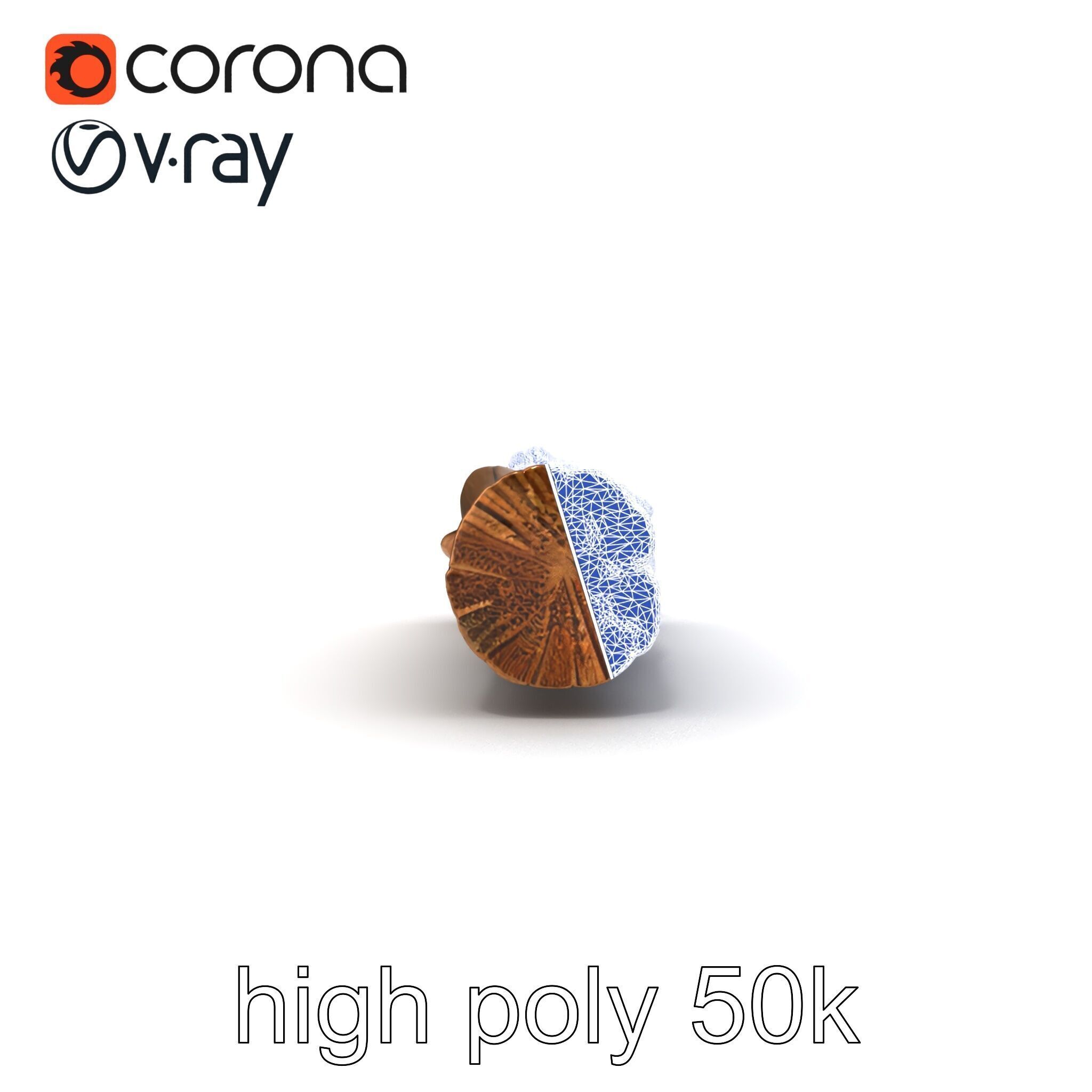 Driftwood Brass Accent Log D model pack Low-poly 3D model_13