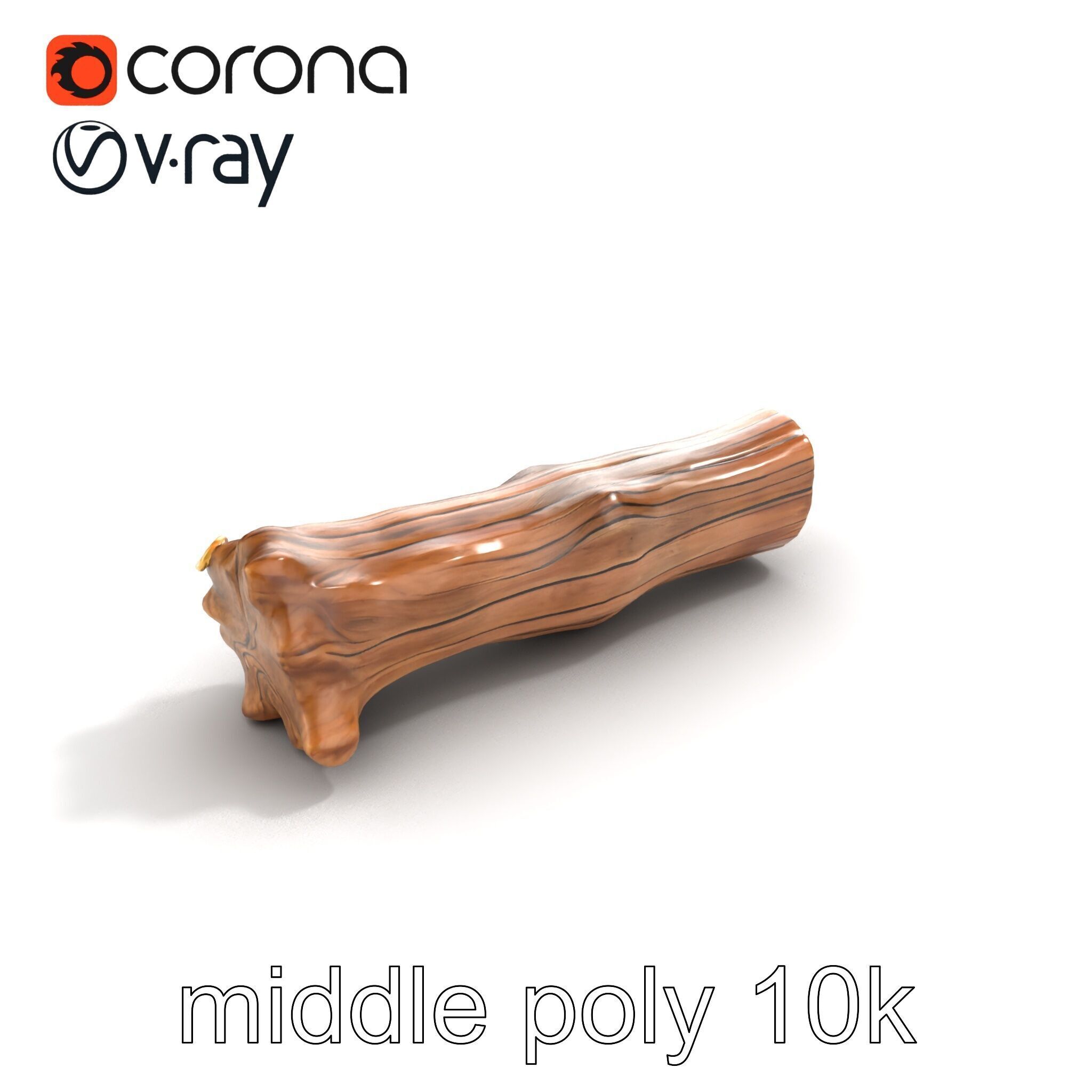 Driftwood Brass Accent Log D model pack Low-poly 3D model_8