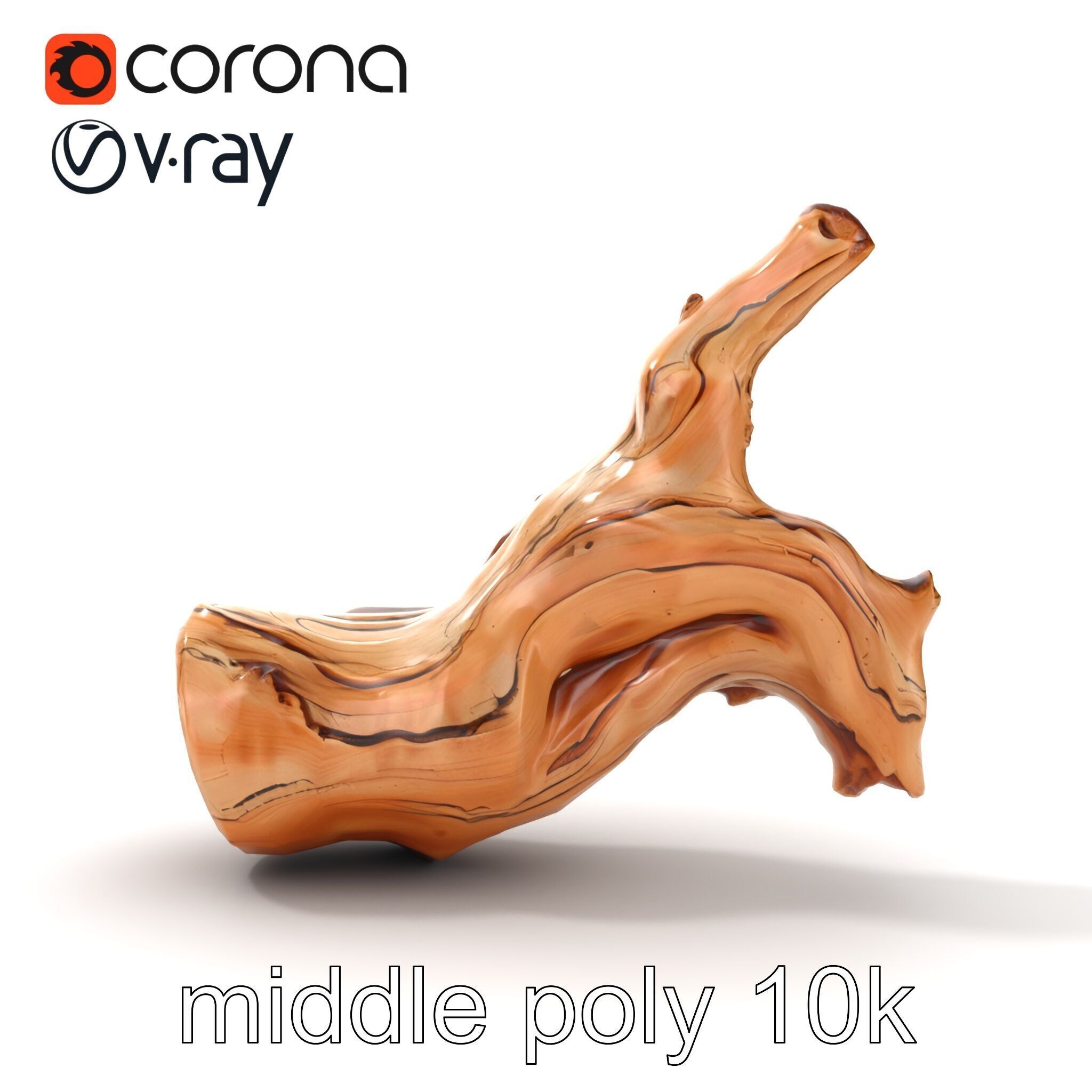 Twisted Driftwood Log Sculpture model pack Low-poly 3D model_27