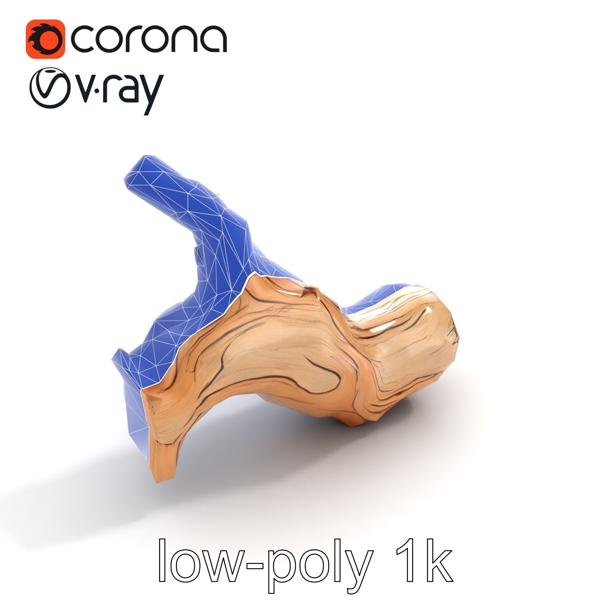 Twisted Driftwood Log Sculpture model pack Low-poly 3D model_16