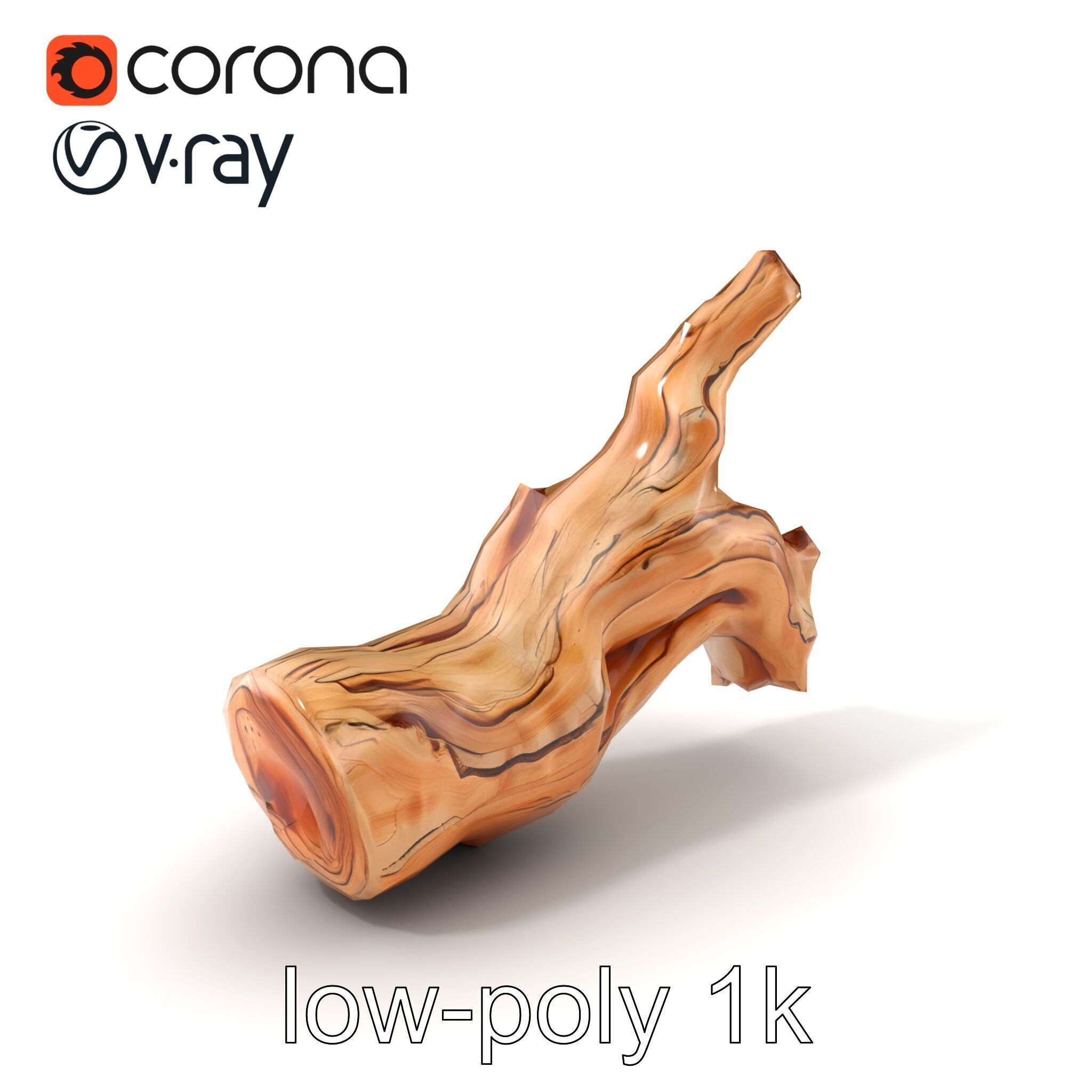 Twisted Driftwood Log Sculpture model pack Low-poly 3D model_5