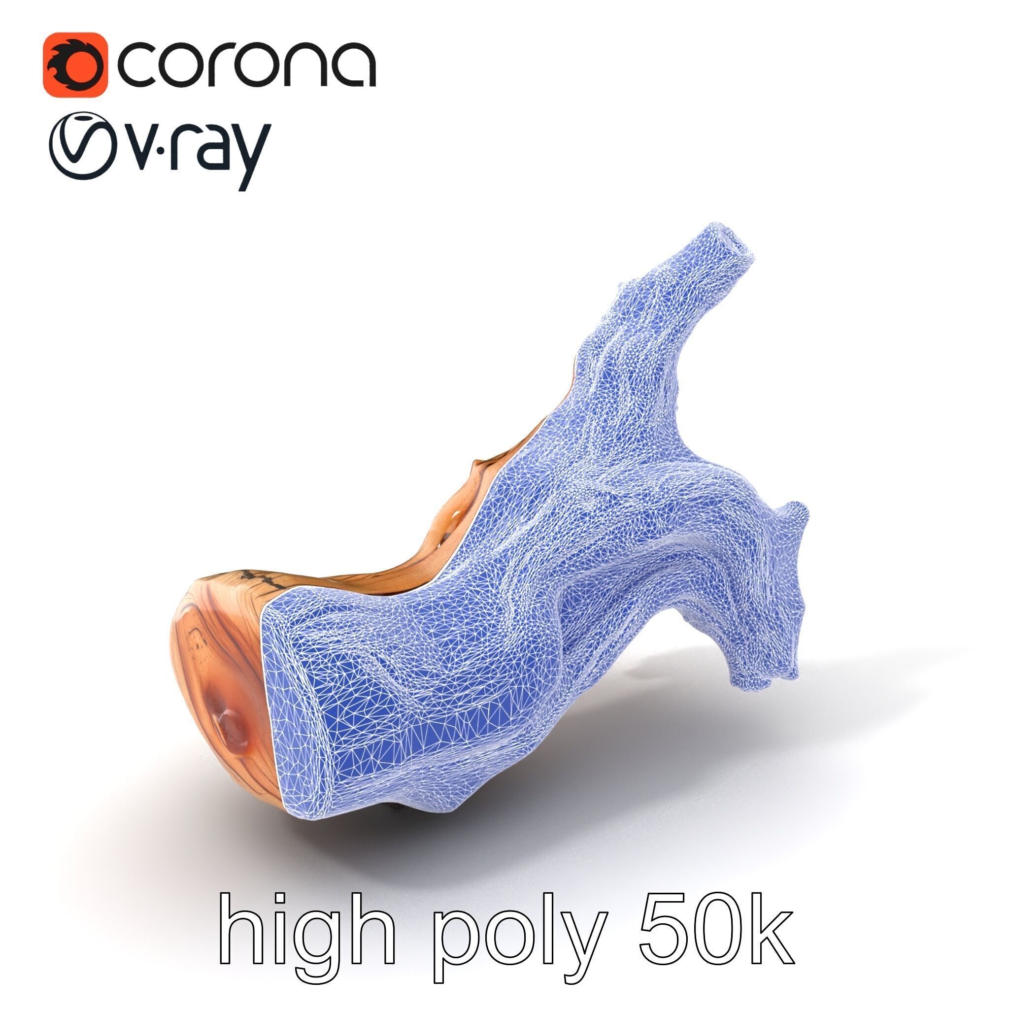 Twisted Driftwood Log Sculpture model pack Low-poly 3D model_10